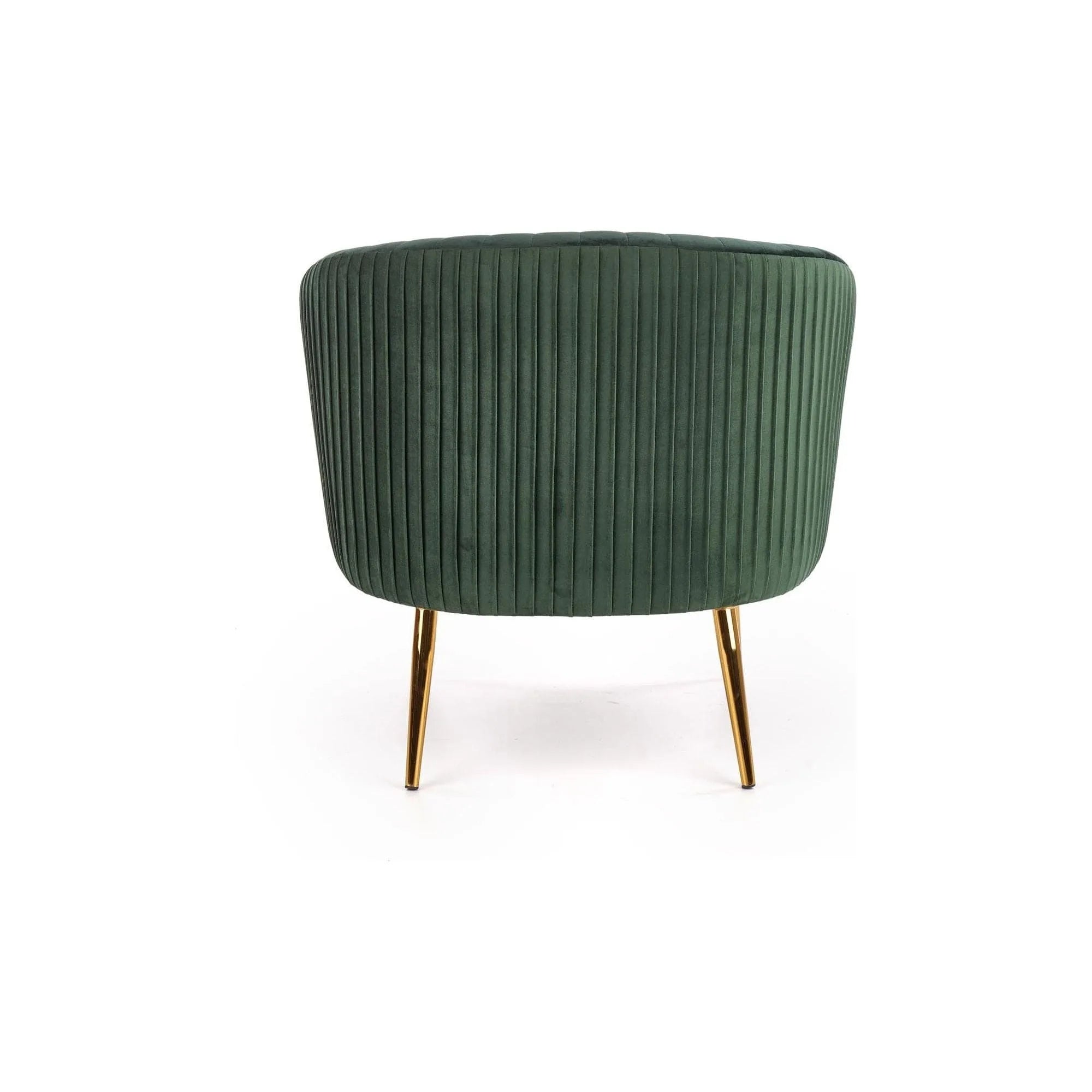 Fotoliu cafenea CROWN, verde inchis/auriu, stofa catifelata/otel, 78x72x80 cm