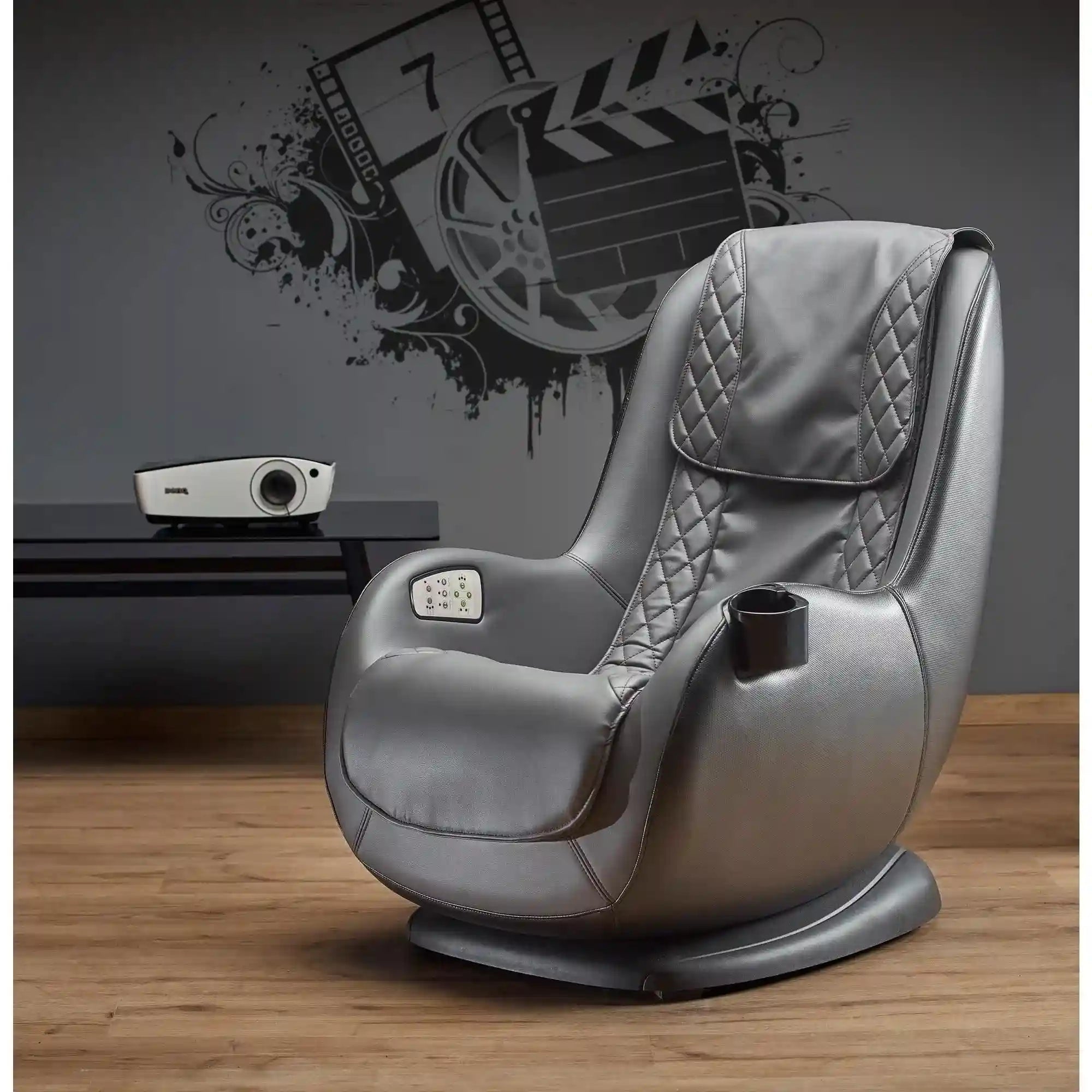 Fotoliu cu functie de masaj DOPIO, gri/negru, piele ecologica, 69x70x94 cm