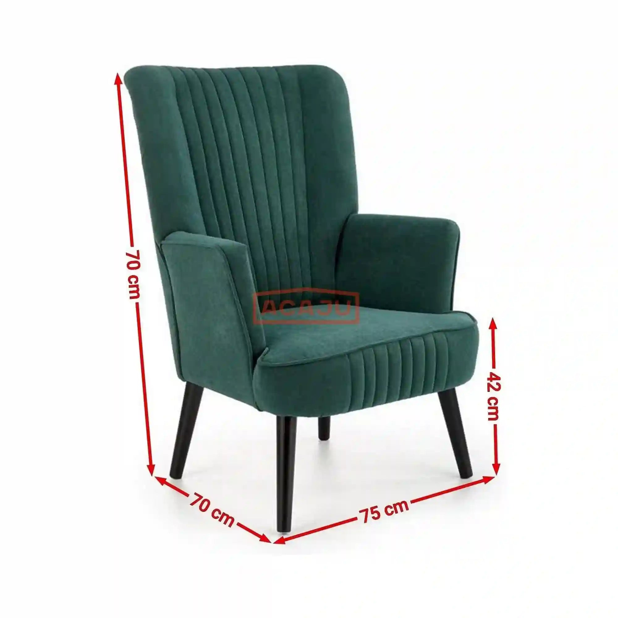 Fotoliu DELGADO, stofa catifelata gri - Bluvel 14, 75x70x100 cm