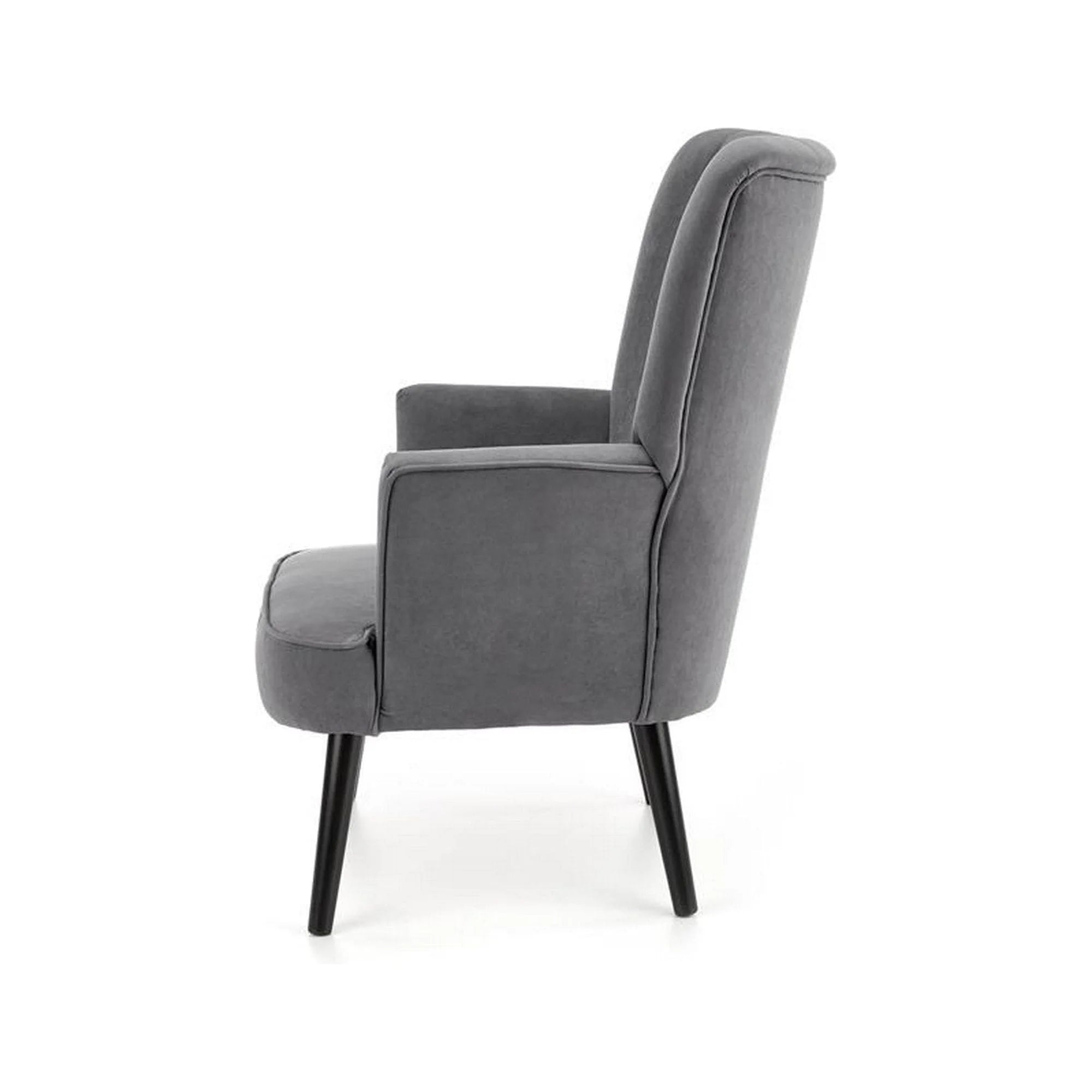 Fotoliu DELGADO, stofa catifelata gri - Bluvel 14, 75x70x100 cm