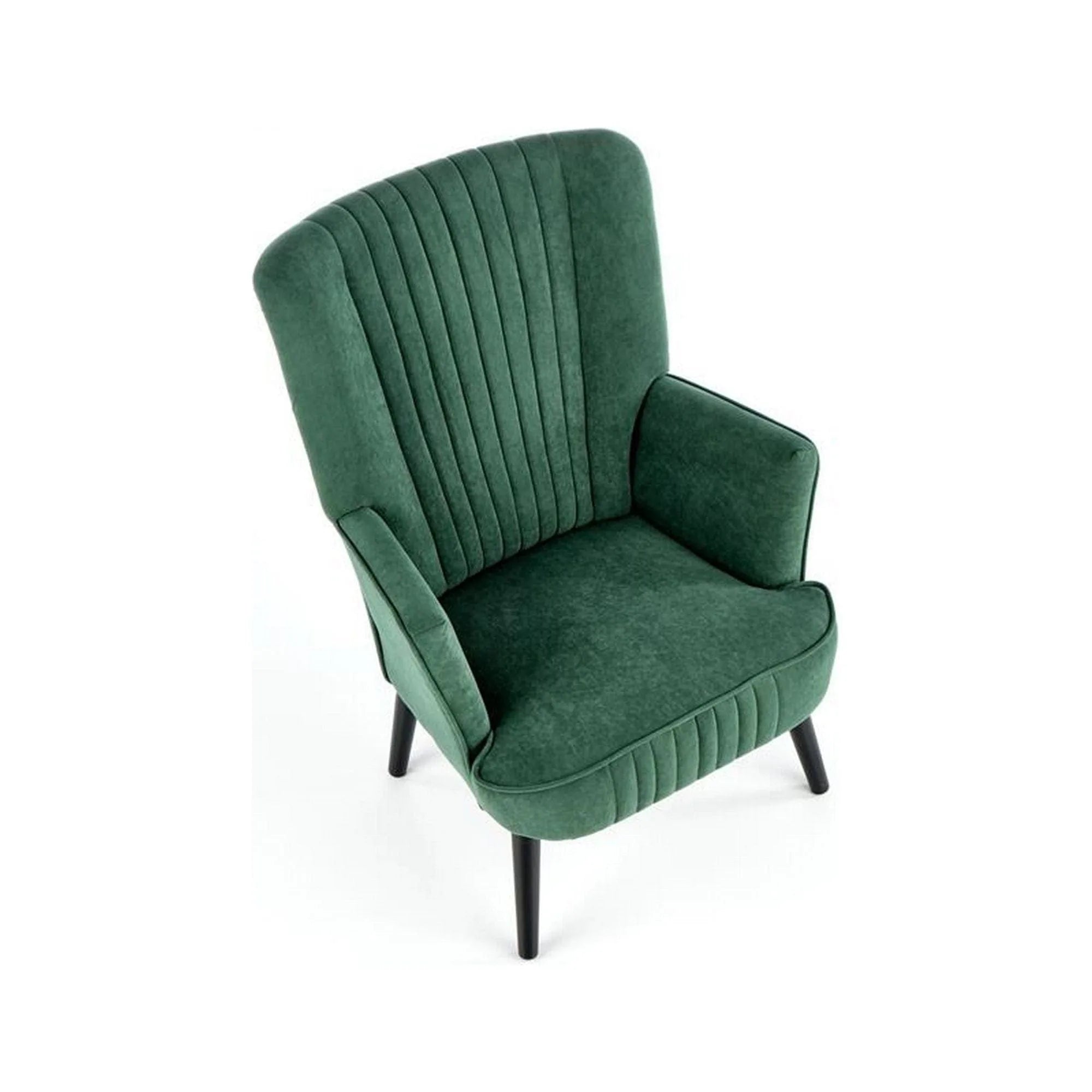 Fotoliu DELGADO, stofa catifelata verde inchis - Bluvel 78, 75x70x100 cm