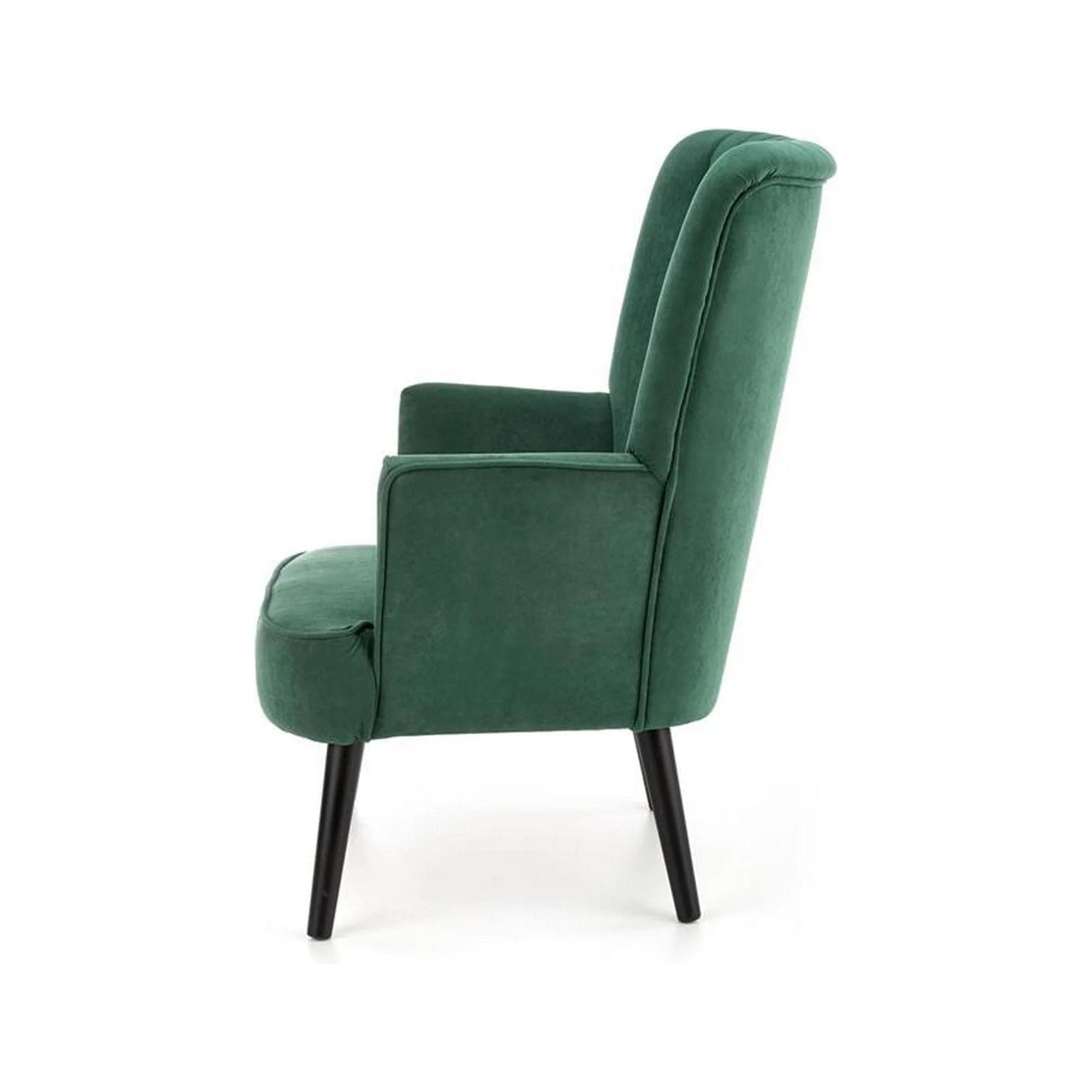 Fotoliu DELGADO, stofa catifelata verde inchis - Bluvel 78, 75x70x100 cm
