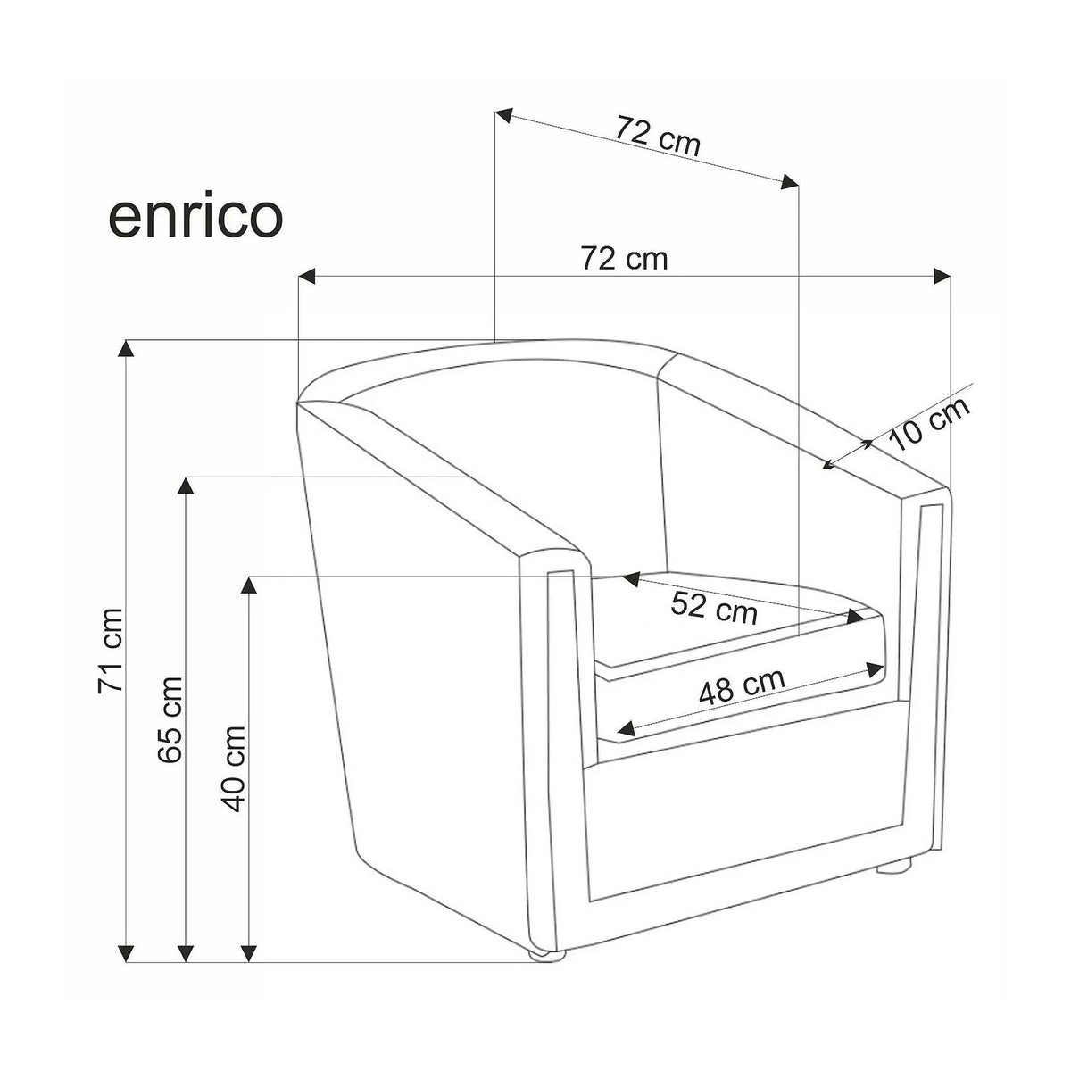 Fotoliu ENRICO, verde/negru, stofa catifelata/lemn, 71x72x71 cm