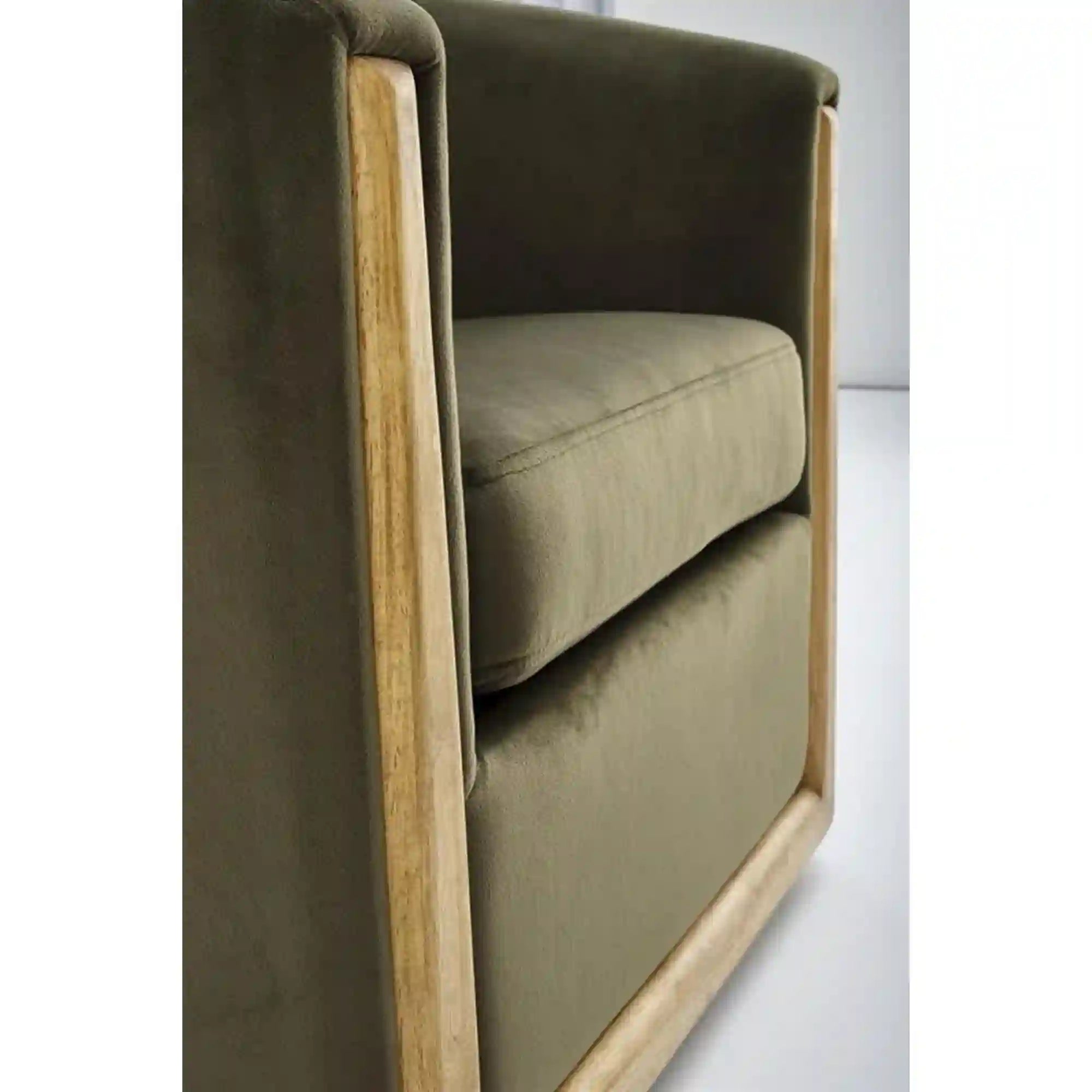 Fotoliu ENRICO, verde/negru, stofa catifelata/lemn, 71x72x71 cm