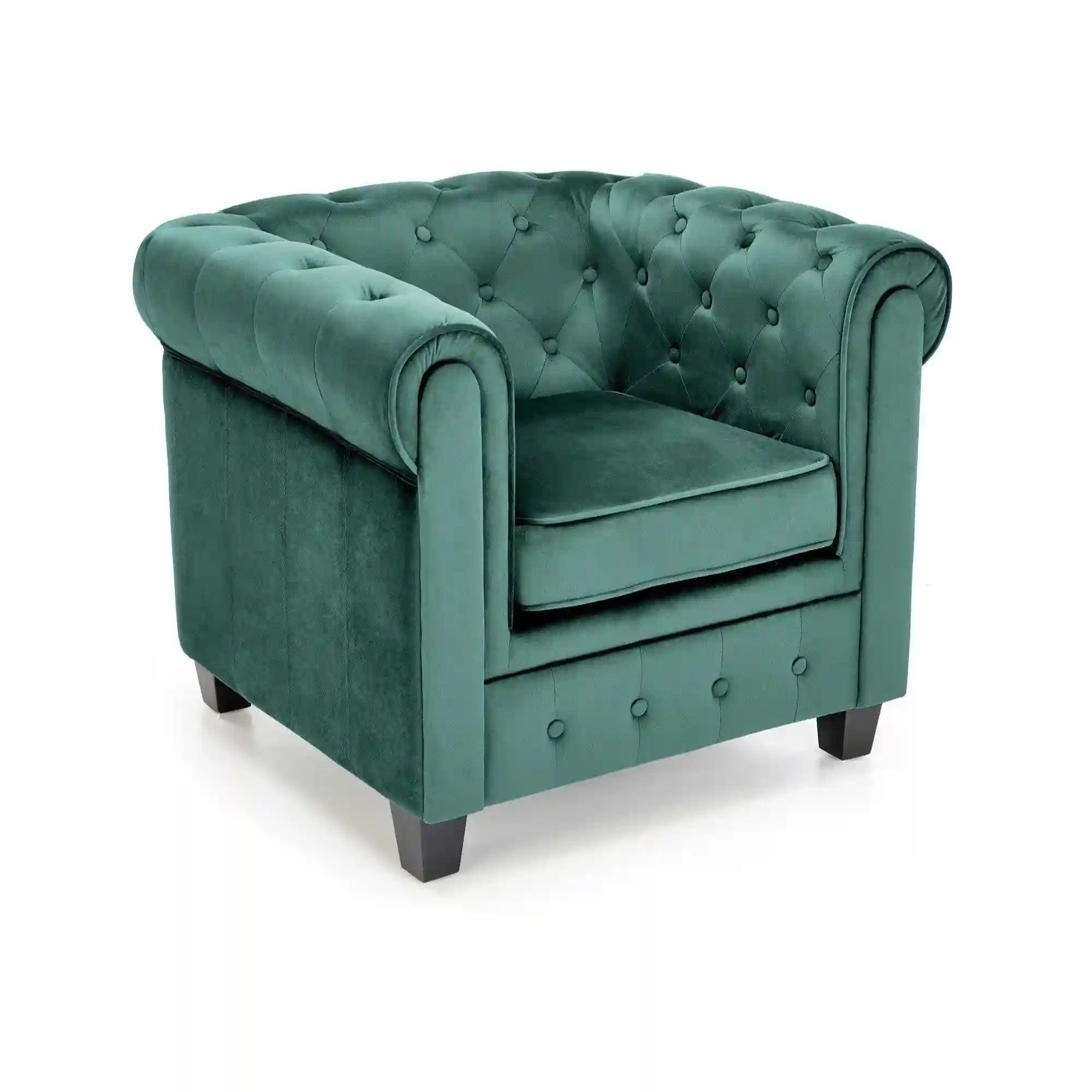 Fotoliu ERIKSEN, stofa catifelata verde inchis, 84x75x73 cm