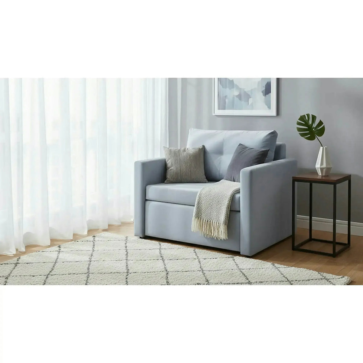 Fotoliu extensibil BUNIO, stofa catifelata gri - Modoo 2320, 98x88x86 cm