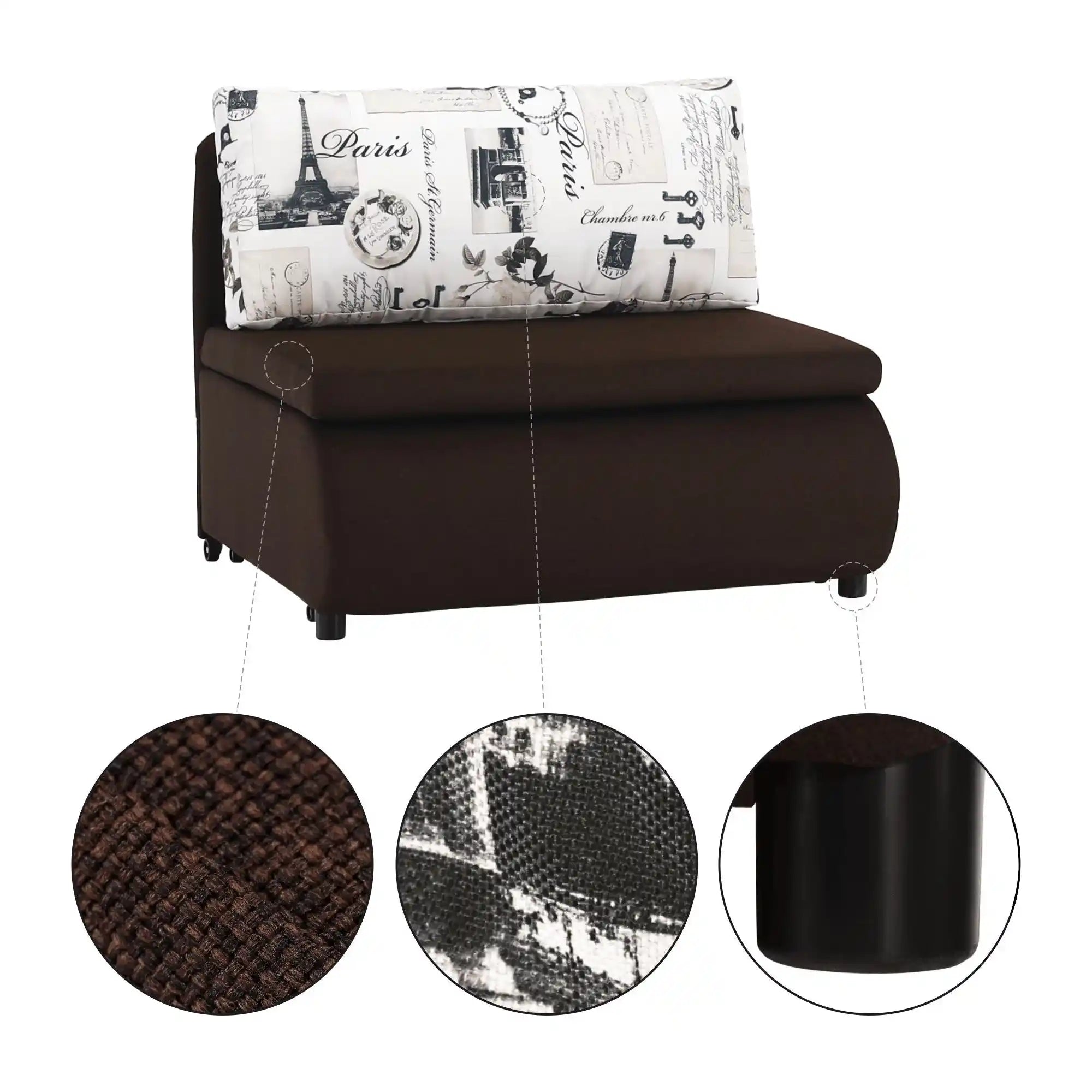 Fotoliu extensibil KENY NEW, stofa clasica maro - Savana 16, 100x87x90 cm