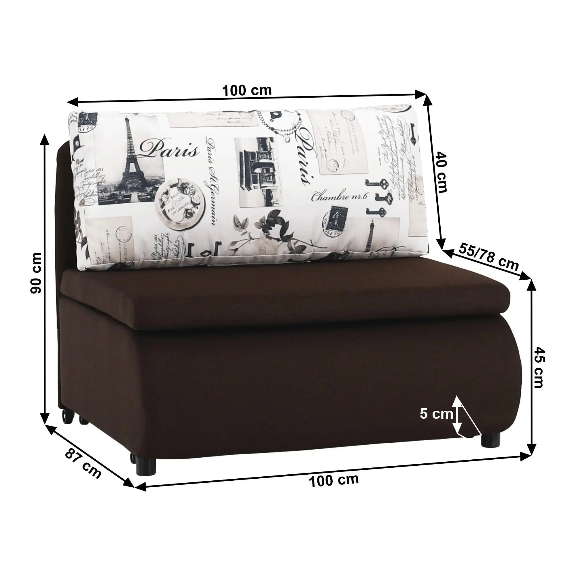 Fotoliu extensibil KENY NEW, stofa clasica maro - Savana 16, 100x87x90 cm