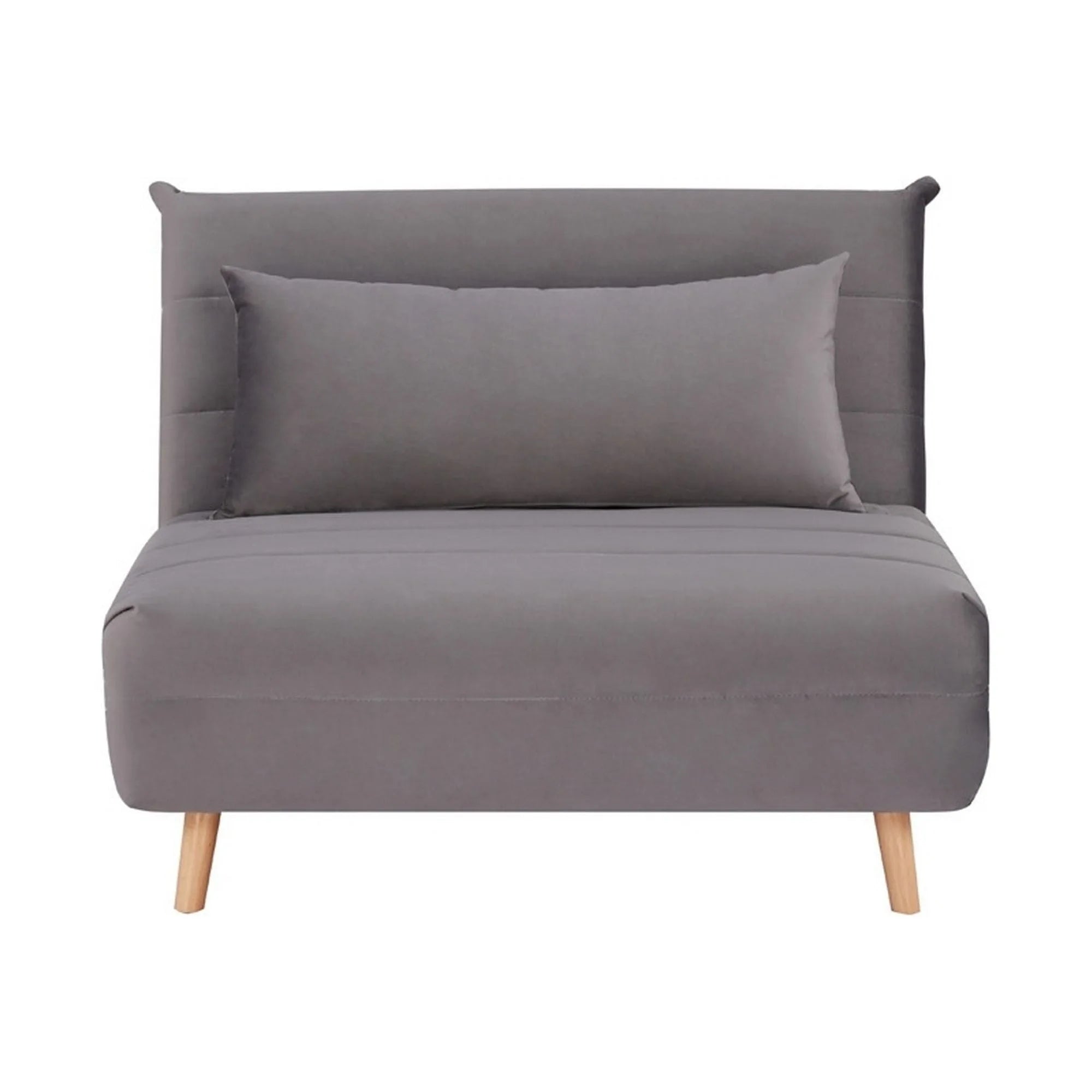 Fotoliu extensibil SPIKE, gri/fag, stofa catifelata/lemn, 105x90x80 cm