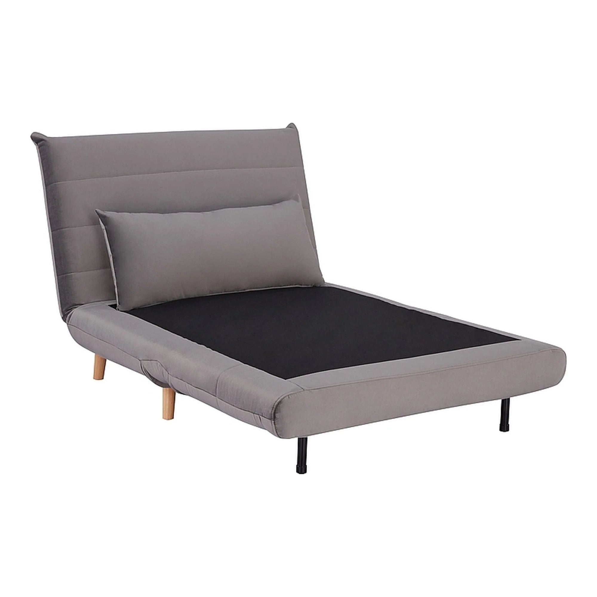 Fotoliu extensibil SPIKE, gri/fag, stofa catifelata/lemn, 105x90x80 cm