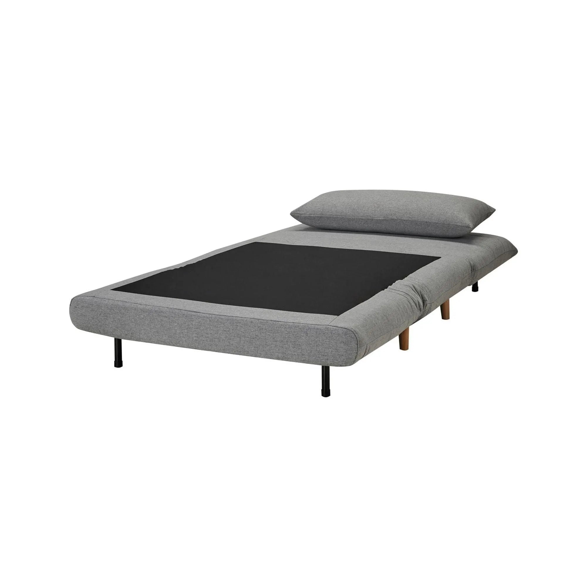 Fotoliu extensibil SPIKE, gri/fag, stofa/lemn, 105x90x80 cm