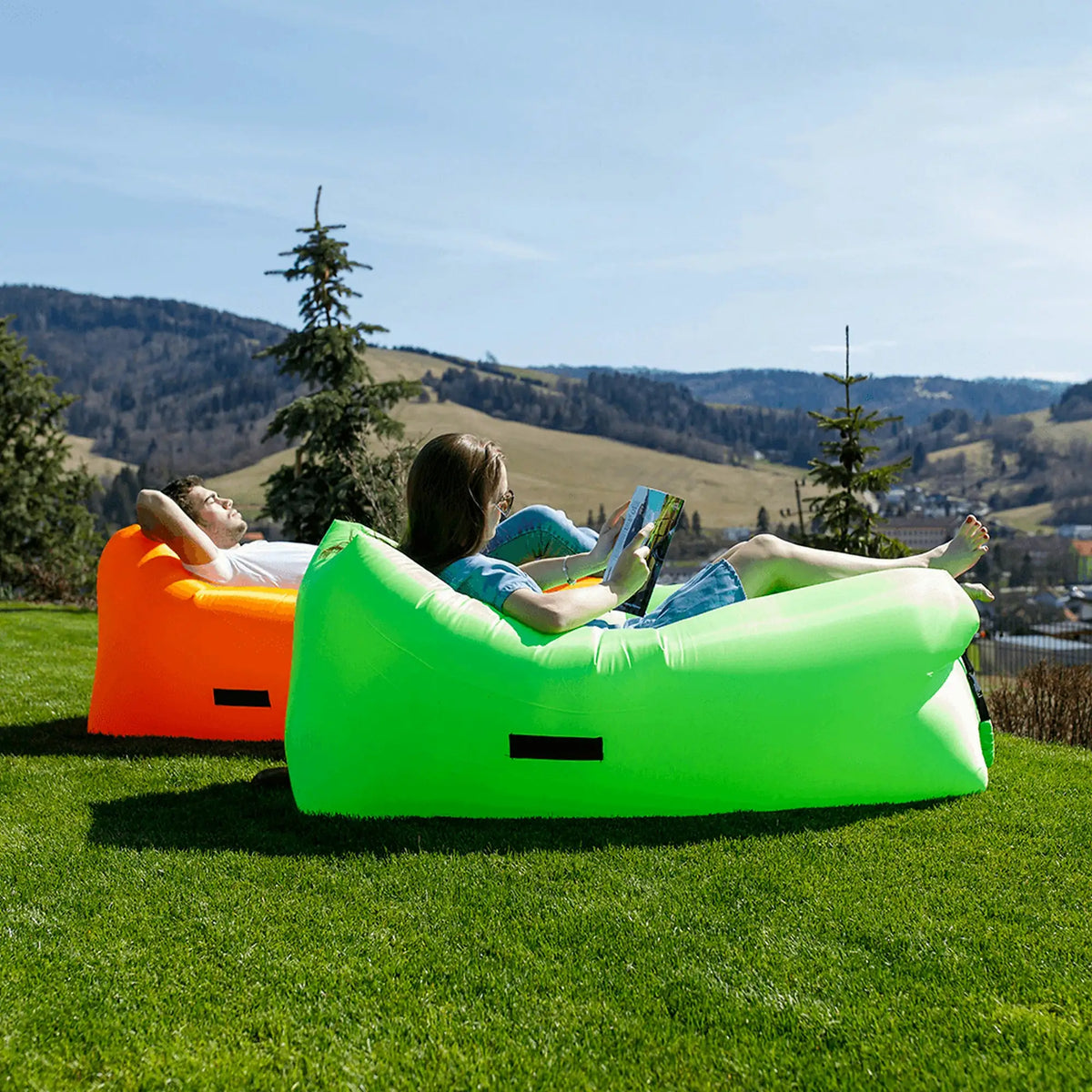 Fotoliu gonflabil LEBAG, verde, material textil