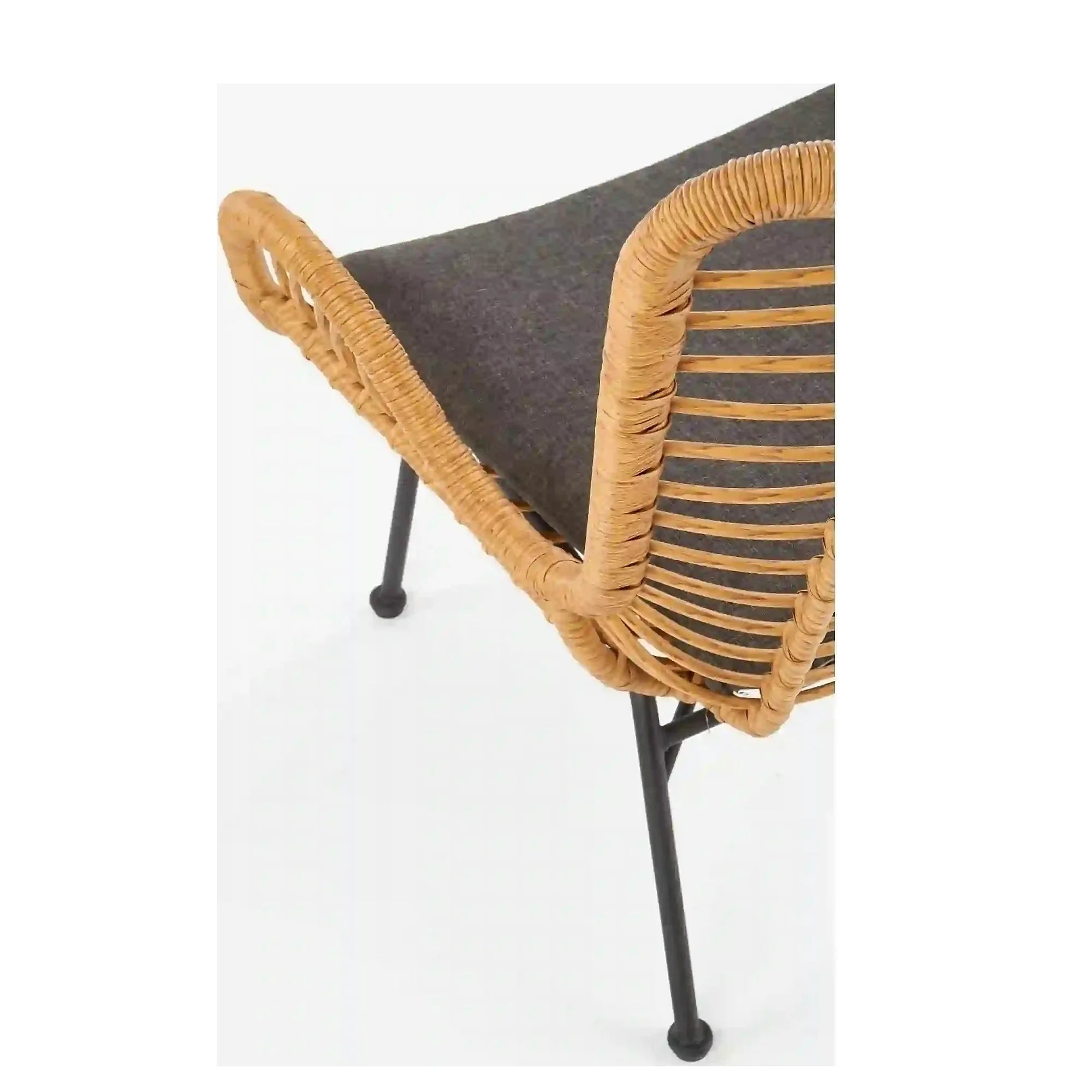 Fotoliu gradina IKARO, bej/gri, rattan sintetic/otel, 69x58x93x42 cm