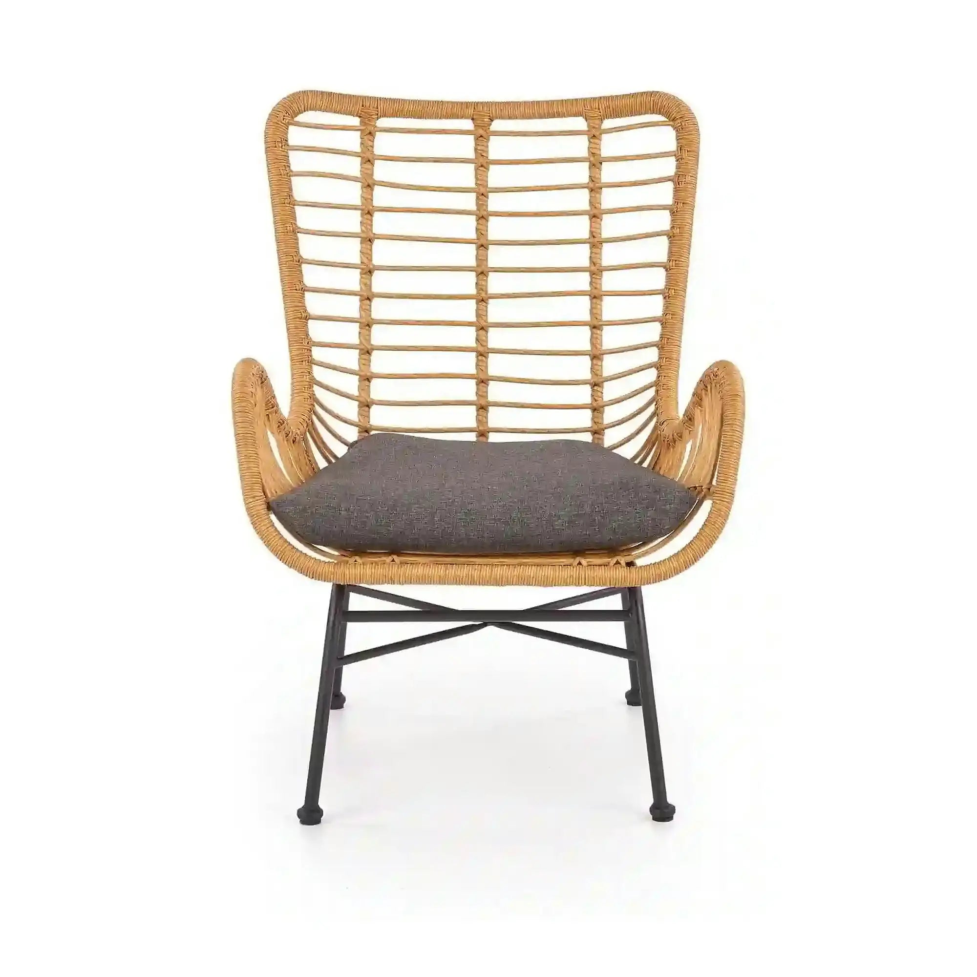 Fotoliu gradina IKARO, bej/gri, rattan sintetic/otel, 69x58x93x42 cm