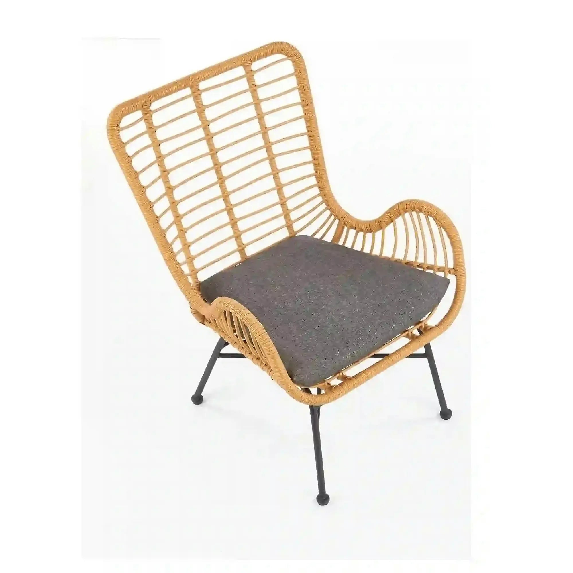 Fotoliu gradina IKARO, bej/gri, rattan sintetic/otel, 69x58x93x42 cm