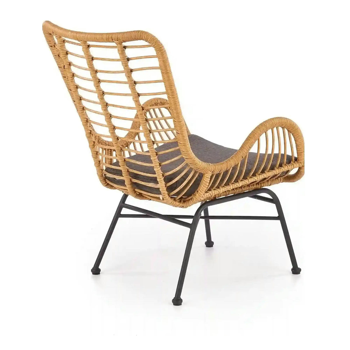 Fotoliu gradina IKARO, bej/gri, rattan sintetic/otel, 69x58x93x42 cm