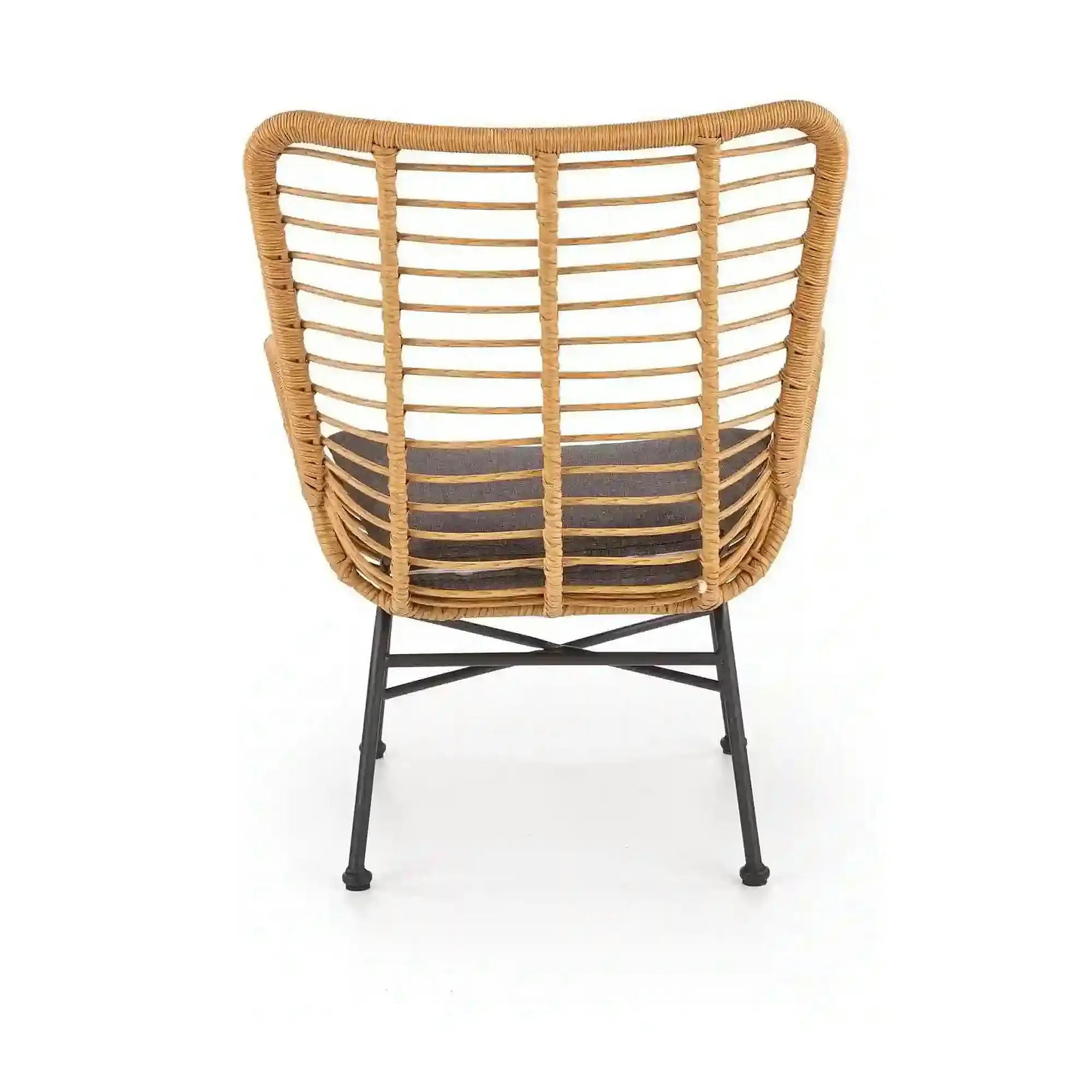 Fotoliu gradina IKARO, bej/gri, rattan sintetic/otel, 69x58x93x42 cm