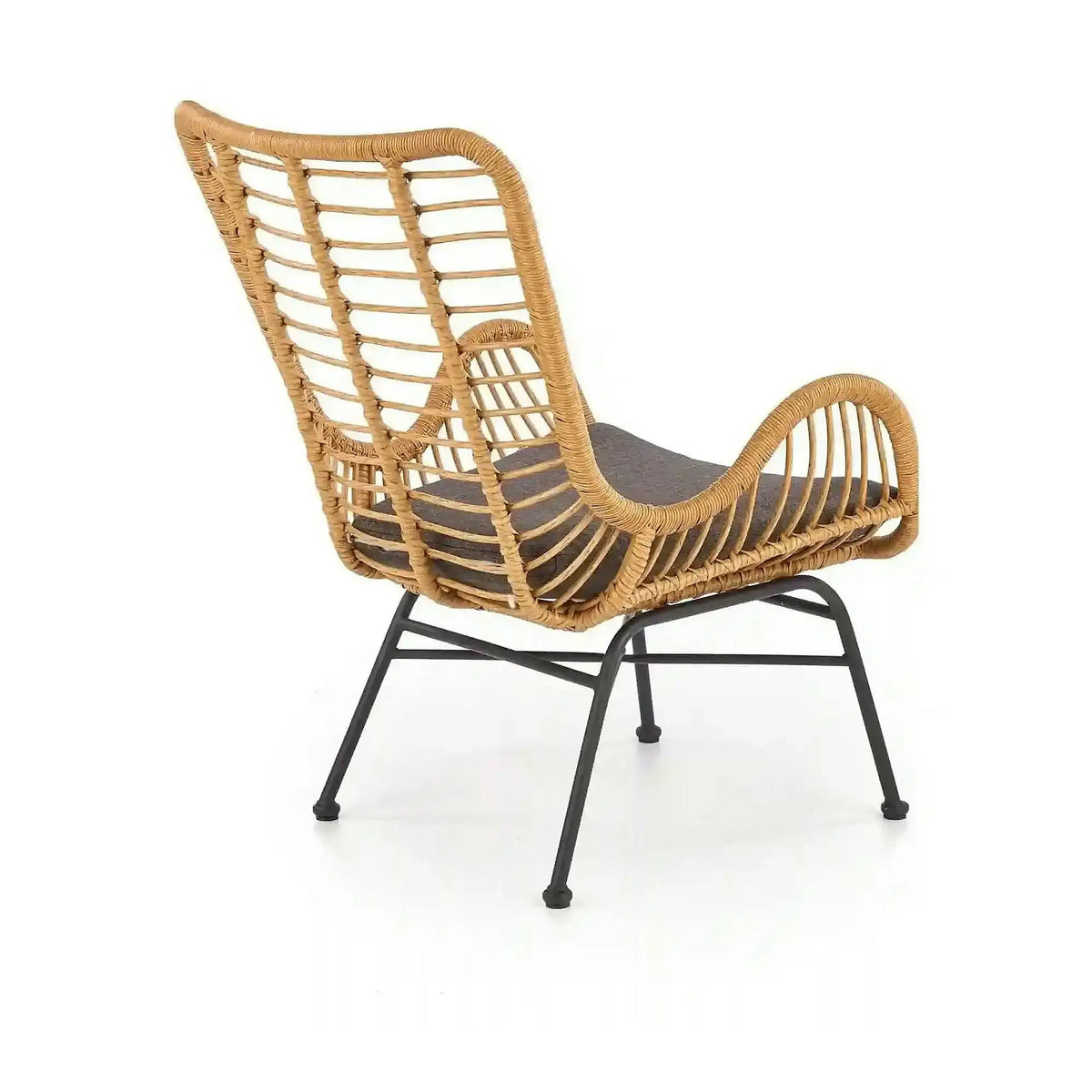 Fotoliu gradina IKARO, bej/gri, rattan sintetic/otel, 69x58x93x42 cm
