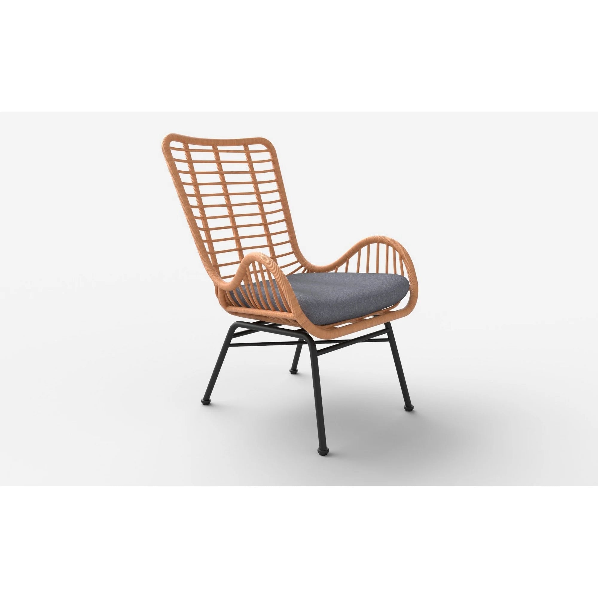 Fotoliu gradina IKARO, bej/gri, rattan sintetic/otel, 69x58x93x42 cm