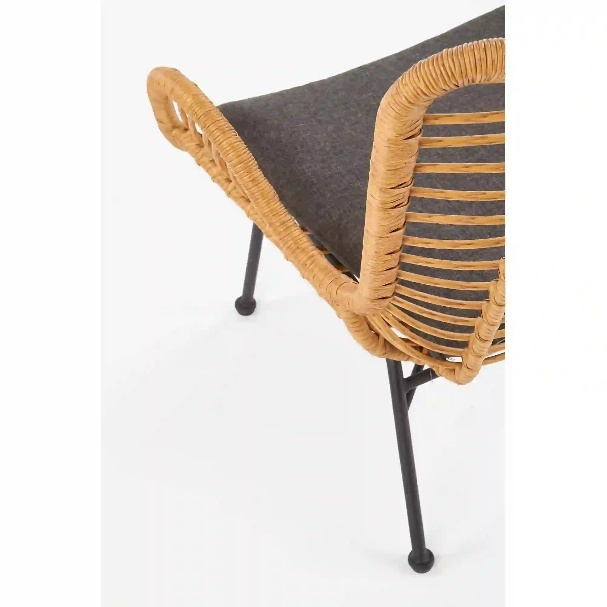 Fotoliu gradina IKARO, bej/gri, rattan sintetic/otel, 69x58x93x42 cm