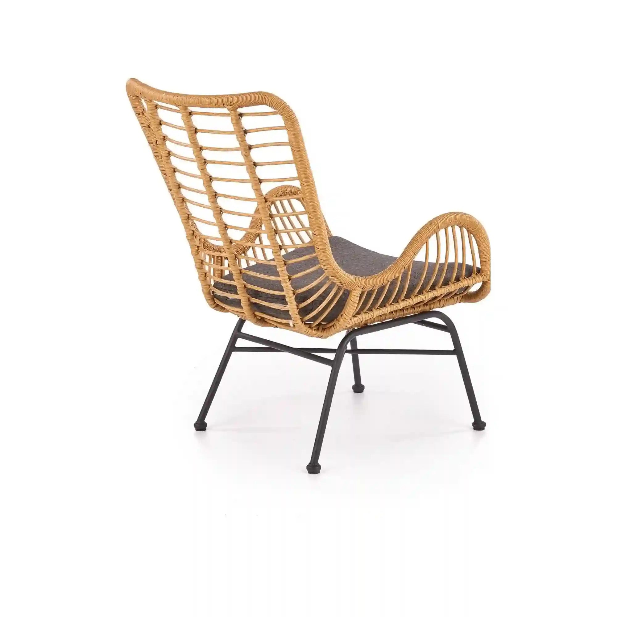 Fotoliu gradina IKARO, bej/gri, rattan sintetic/otel, 69x58x93x42 cm