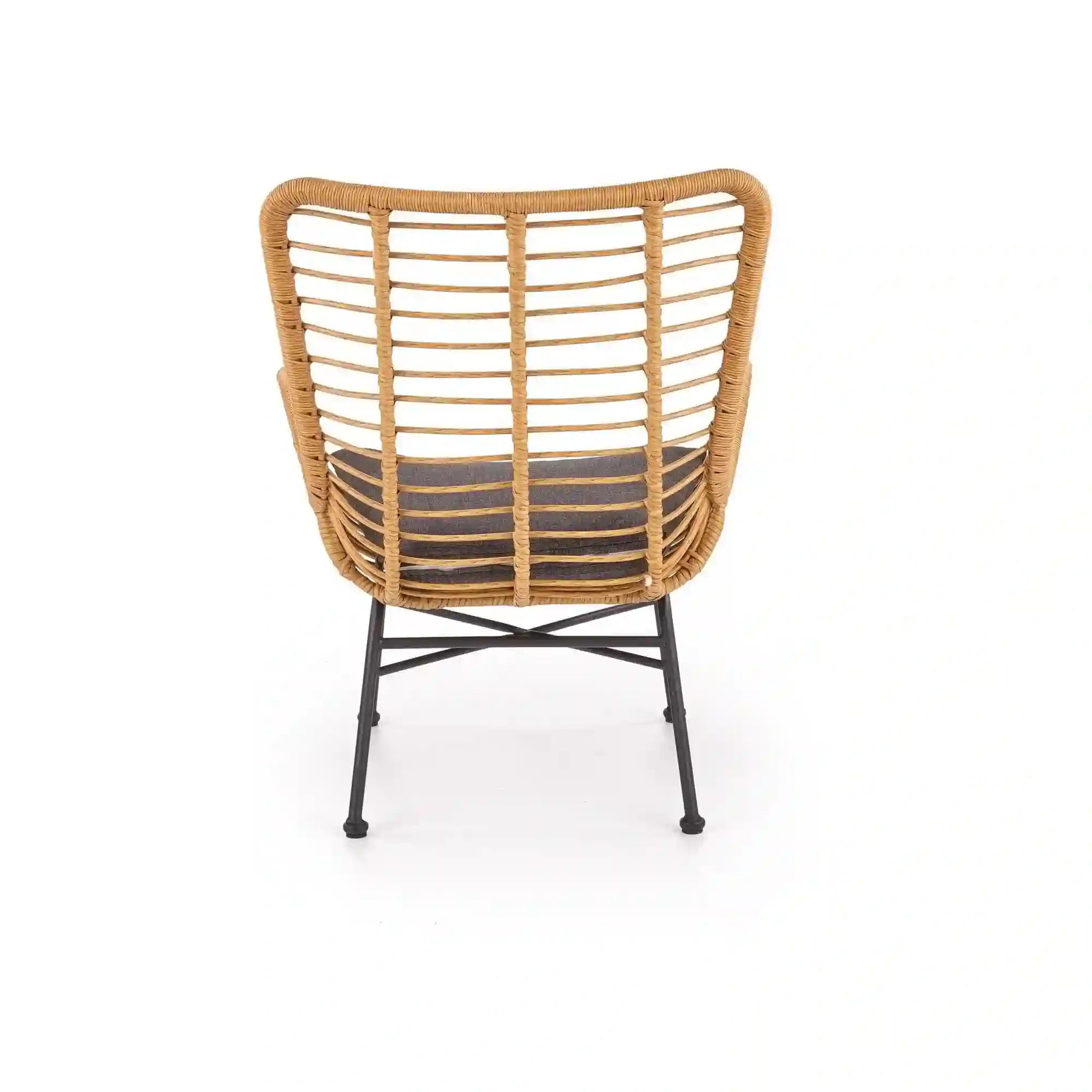 Fotoliu gradina IKARO, bej/gri, rattan sintetic/otel, 69x58x93x42 cm