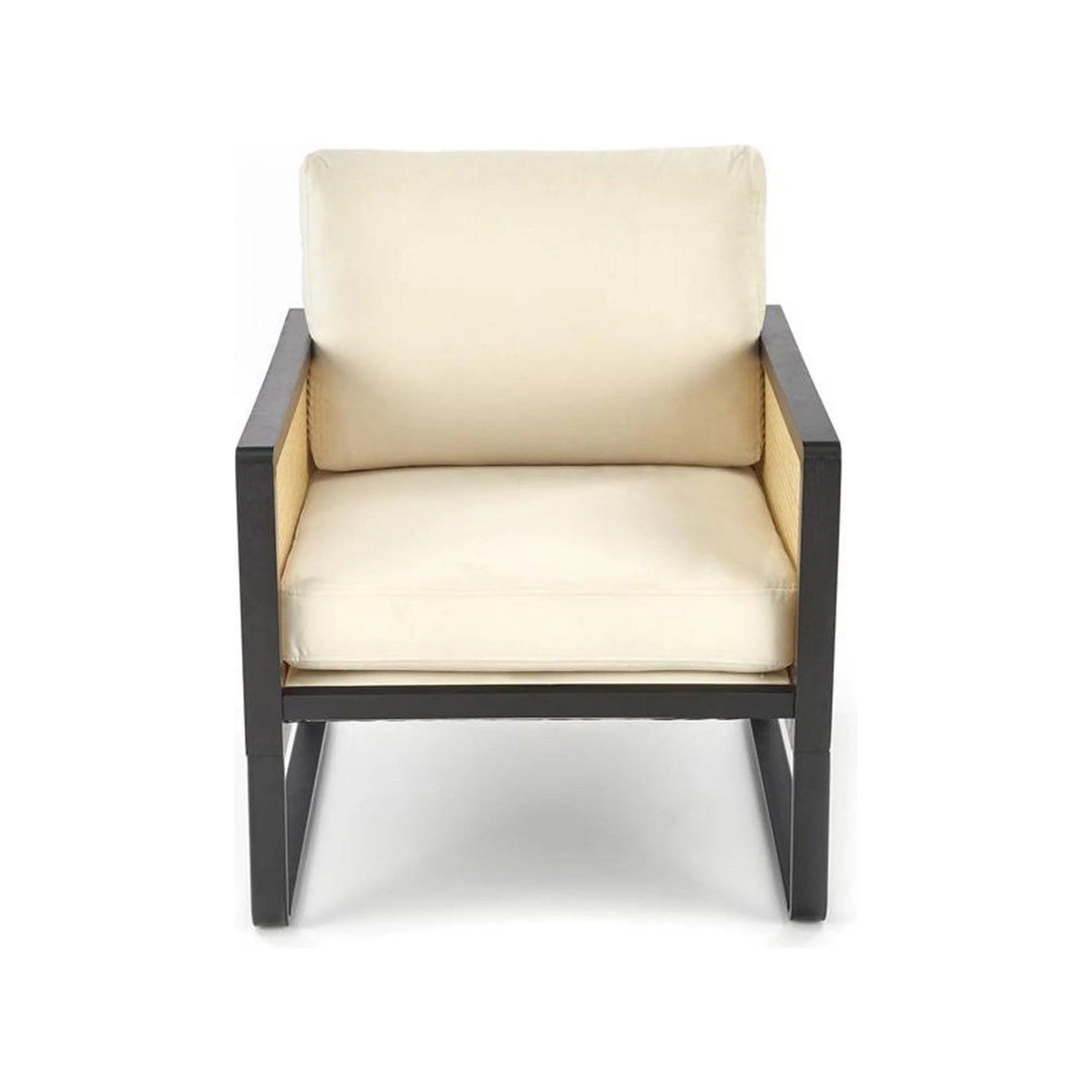 Fotoliu gradina ILARIO, bej/negru, stofa catifelata/otel, 64x67x77 cm