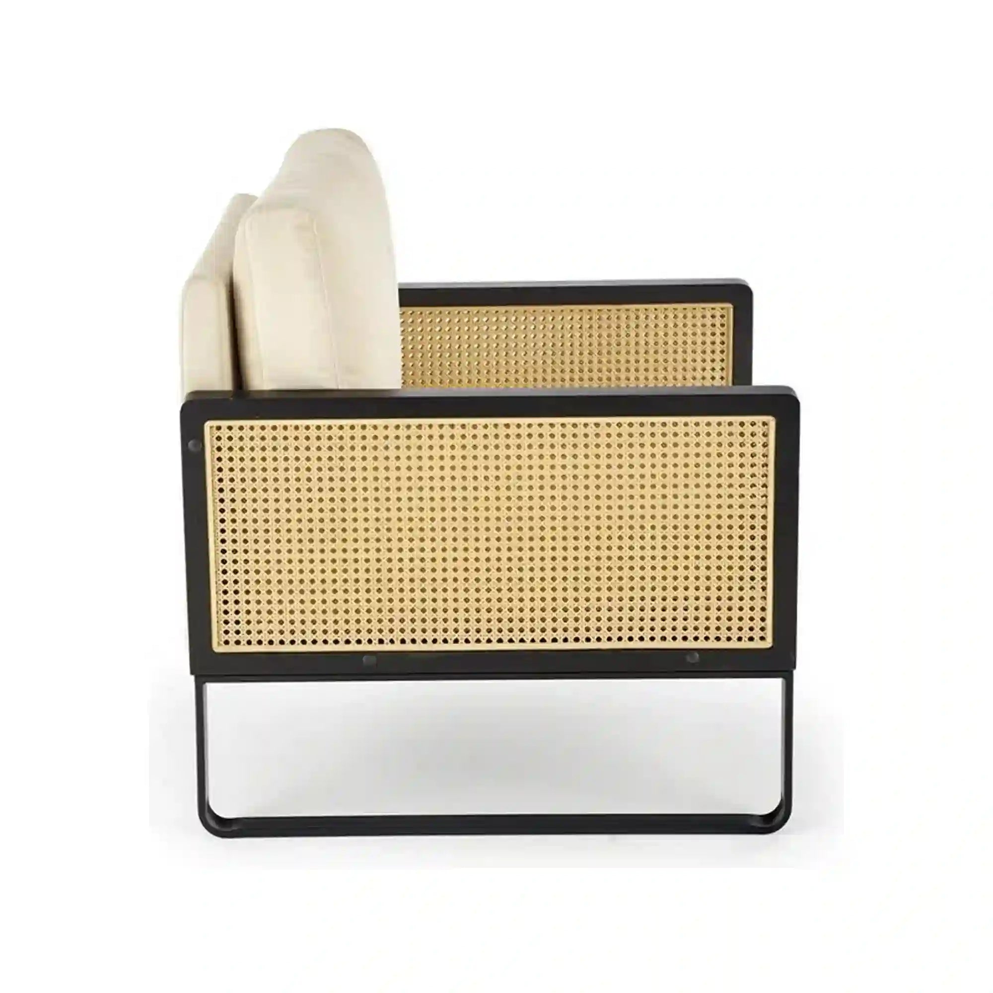 Fotoliu gradina ILARIO, bej/negru, stofa catifelata/otel, 64x67x77 cm