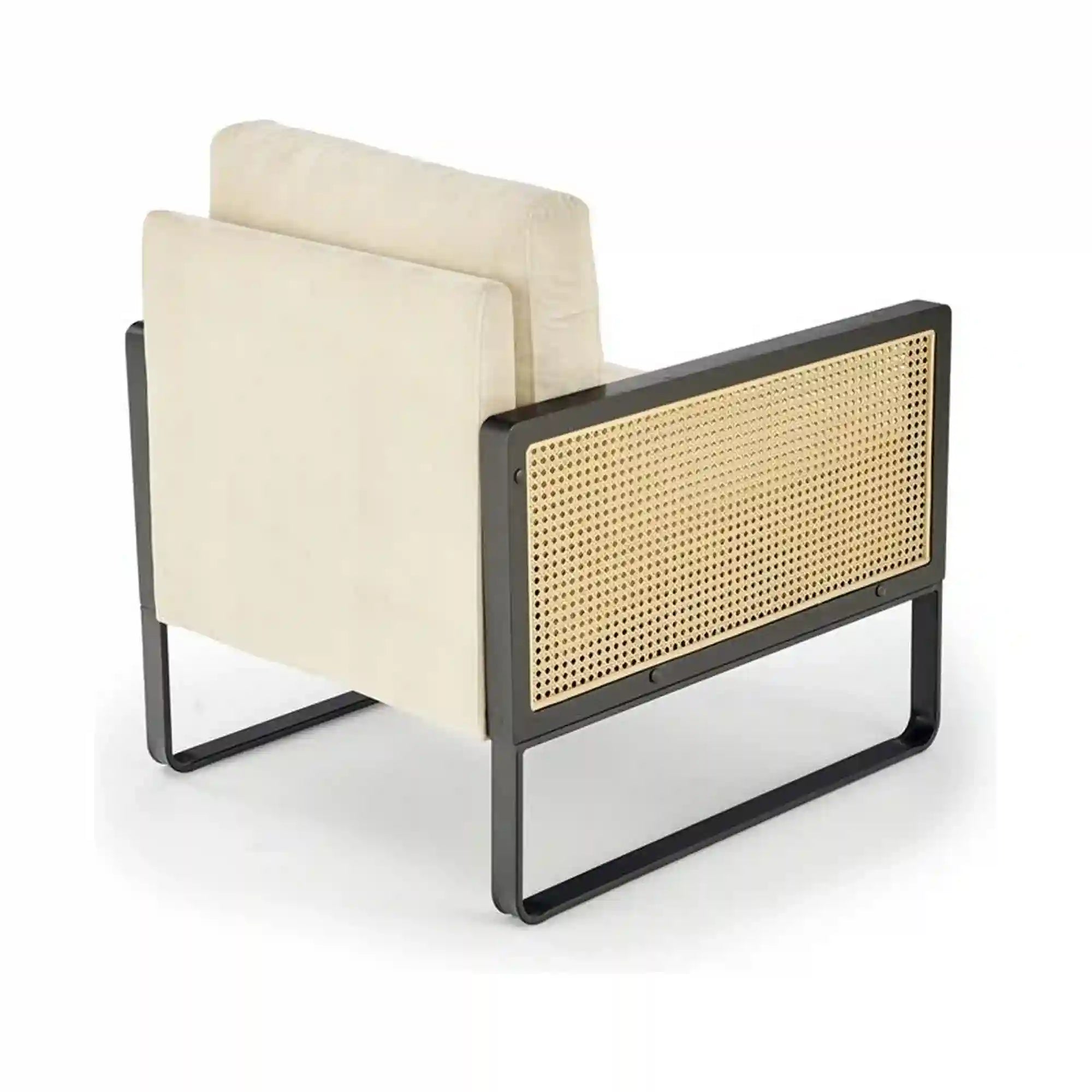 Fotoliu gradina ILARIO, bej/negru, stofa catifelata/otel, 64x67x77 cm