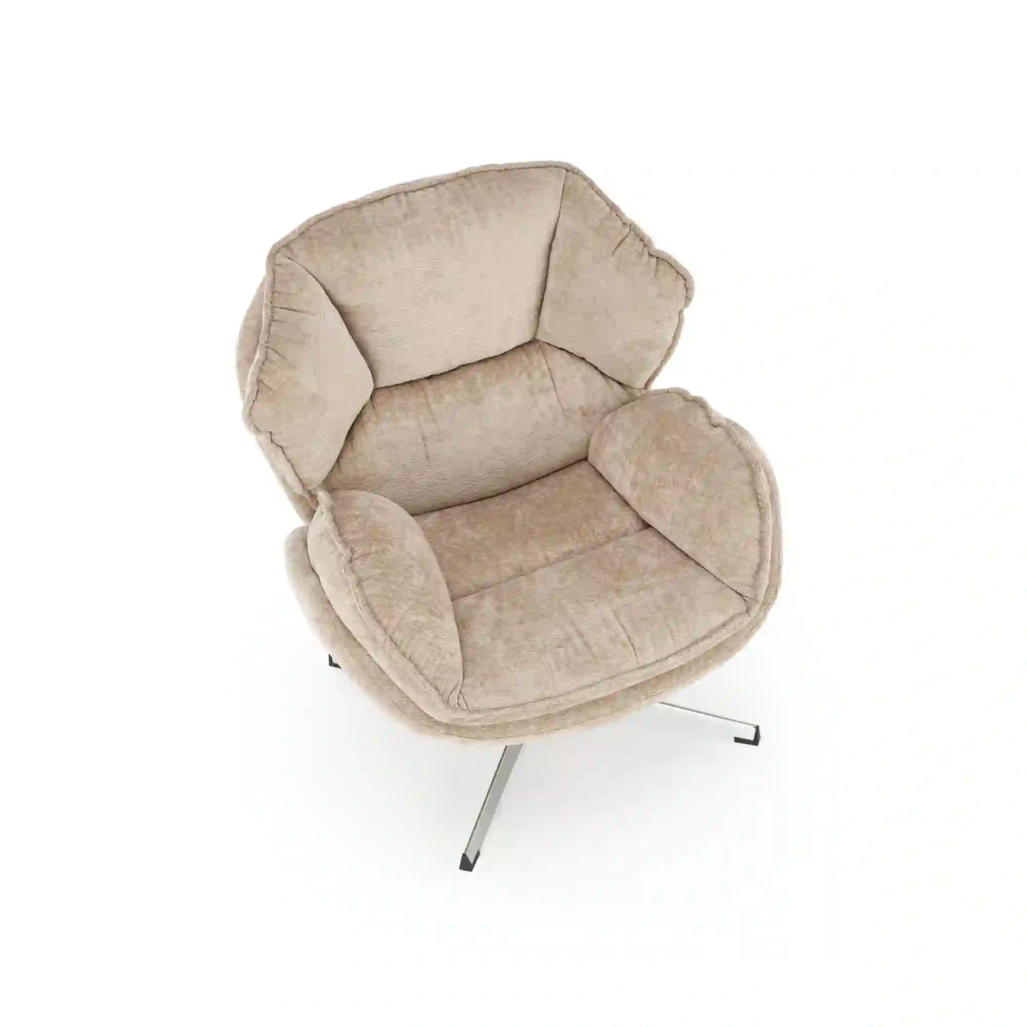 Fotoliu GUIDO, bej/crom, stofa clasica/metal, 80x84x81 cm