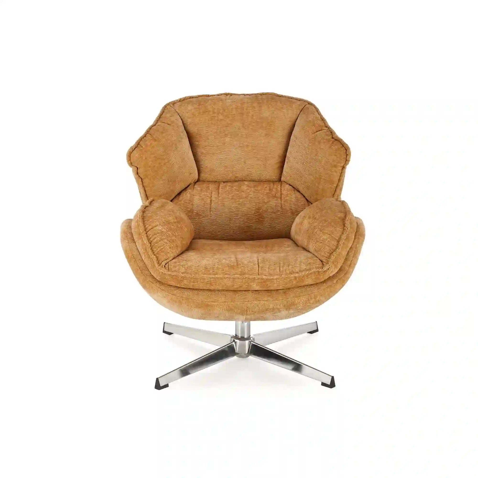 Fotoliu GUIDO, galben mustar/crom, stofa clasica/metal, 80x84x81 cm