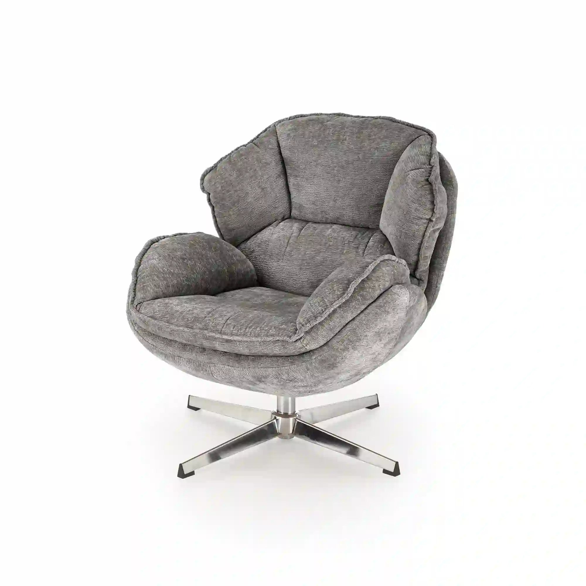 Fotoliu GUIDO, gri/crom, stofa clasica/metal, 80x84x81 cm