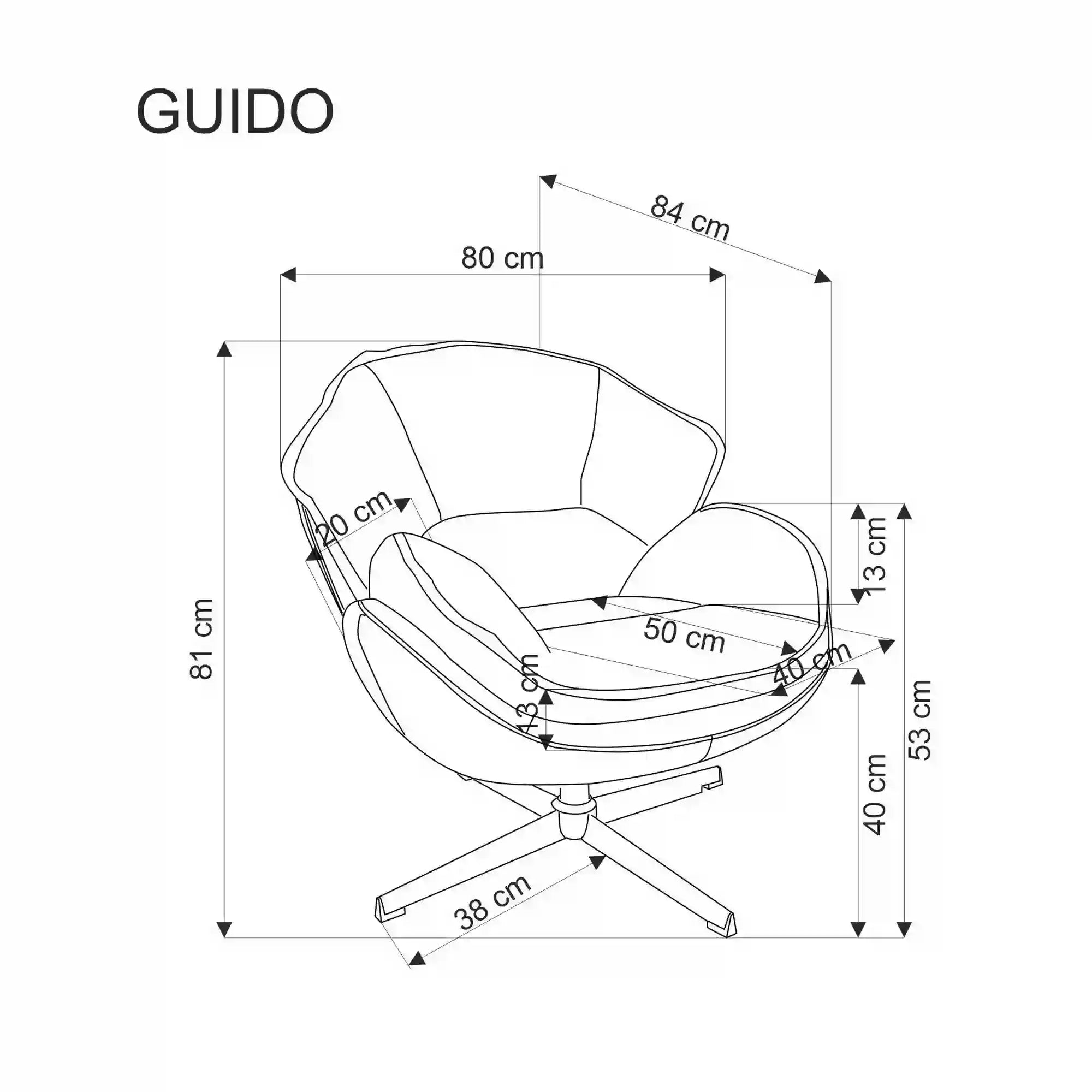 Fotoliu GUIDO, gri/crom, stofa clasica/metal, 80x84x81 cm