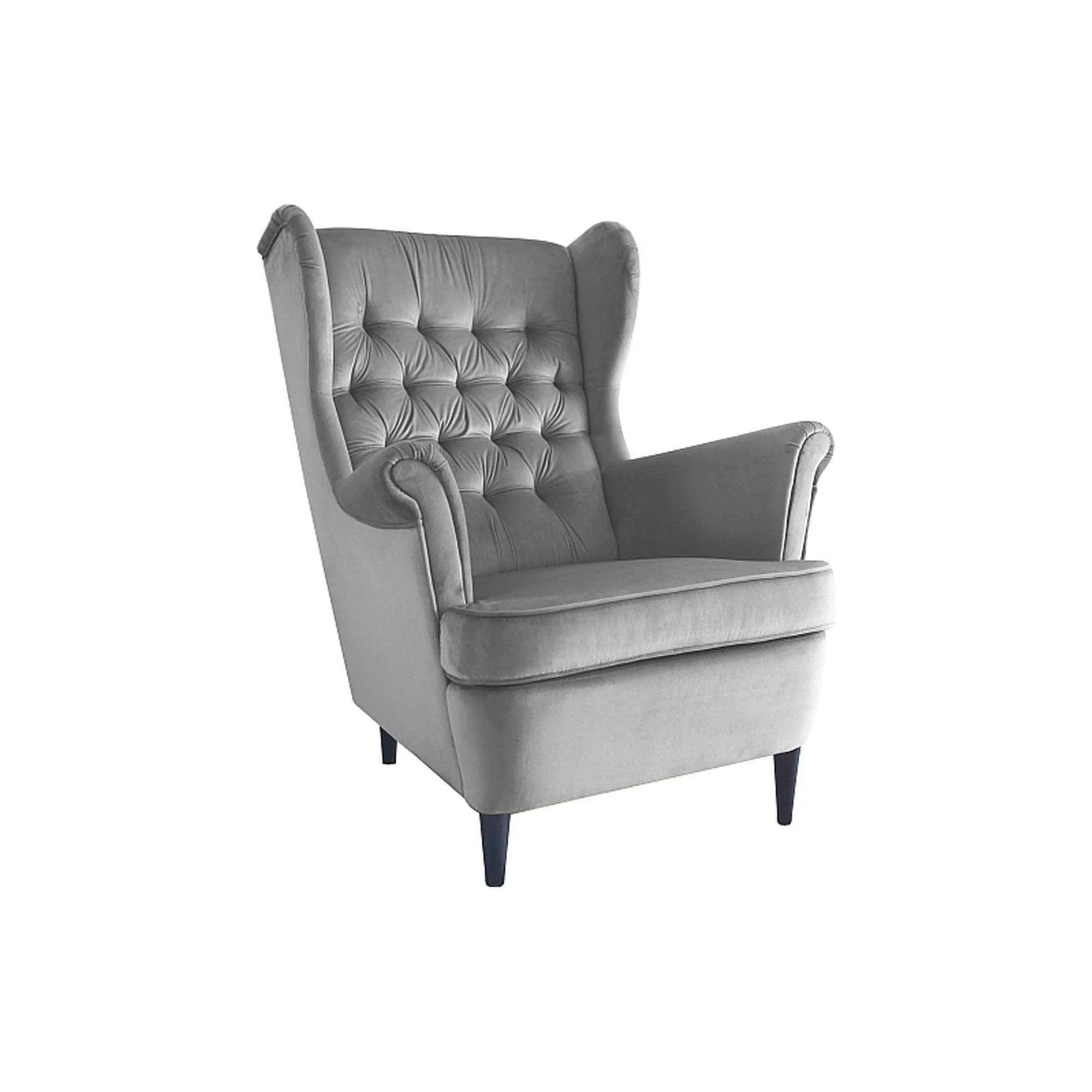 Fotoliu HARRY, stofa catifelata gri - Bluvel 14, 82x92x101 cm