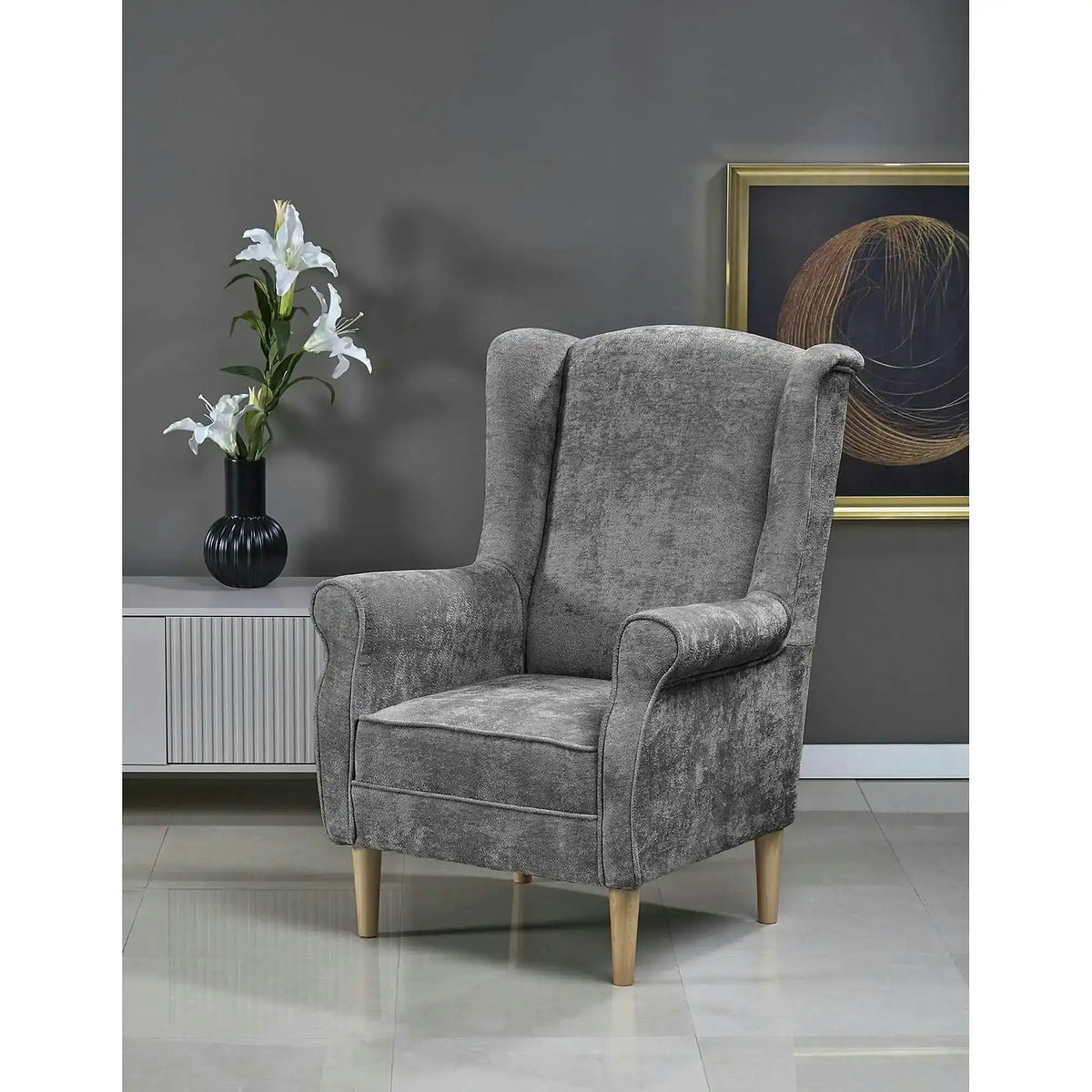 Fotoliu HERMES, stofa gri - Markos 14/22, 80x80x110 cm
