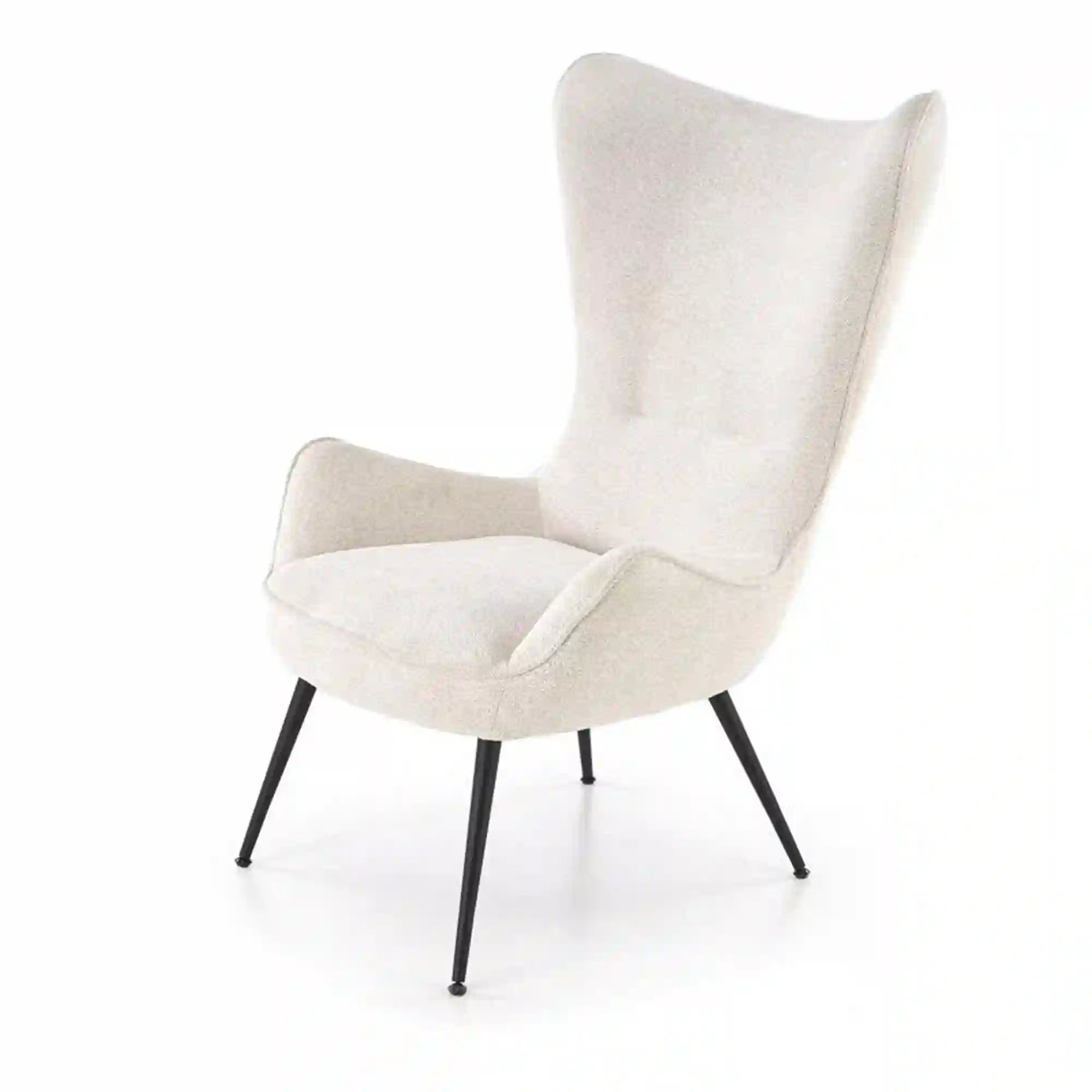 Fotoliu JUKON, crem/negru, stofa clasica/otel, 74x87x108 cm