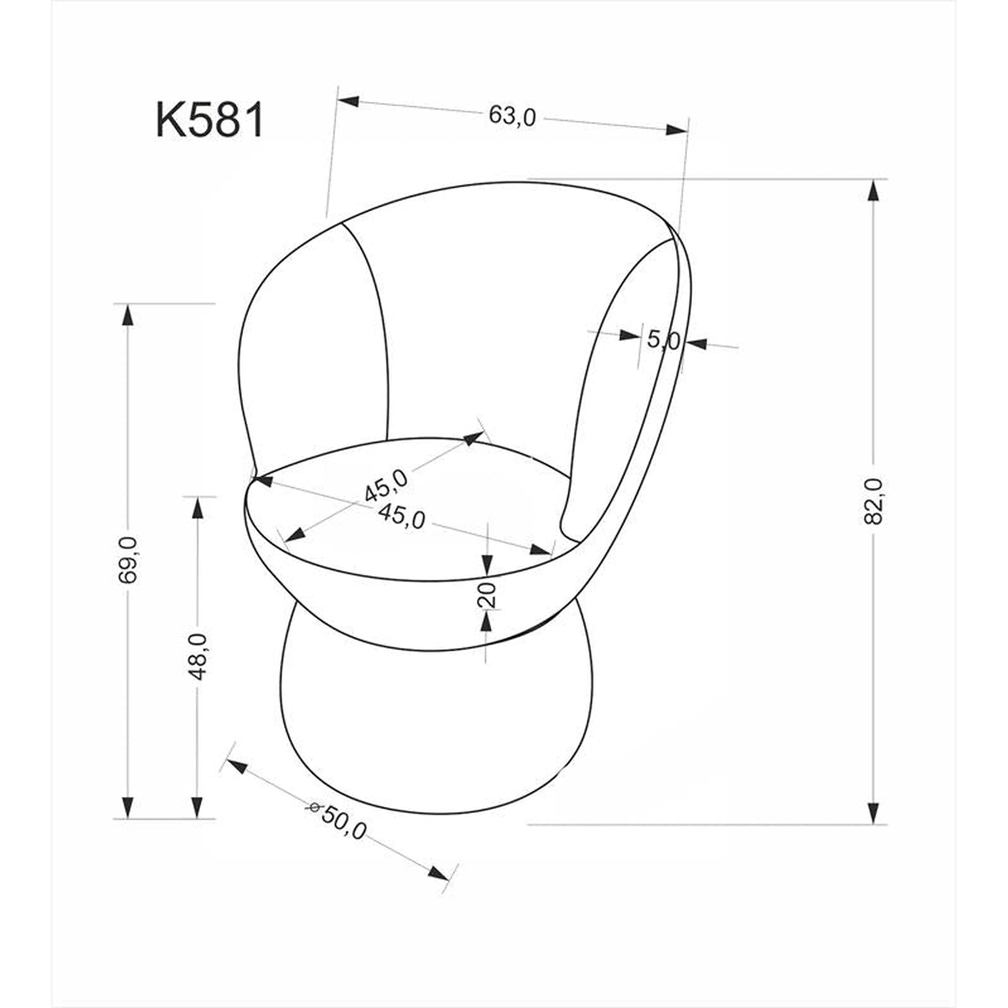 Fotoliu K581, gri, stofa clasica, 63x62x82 cm