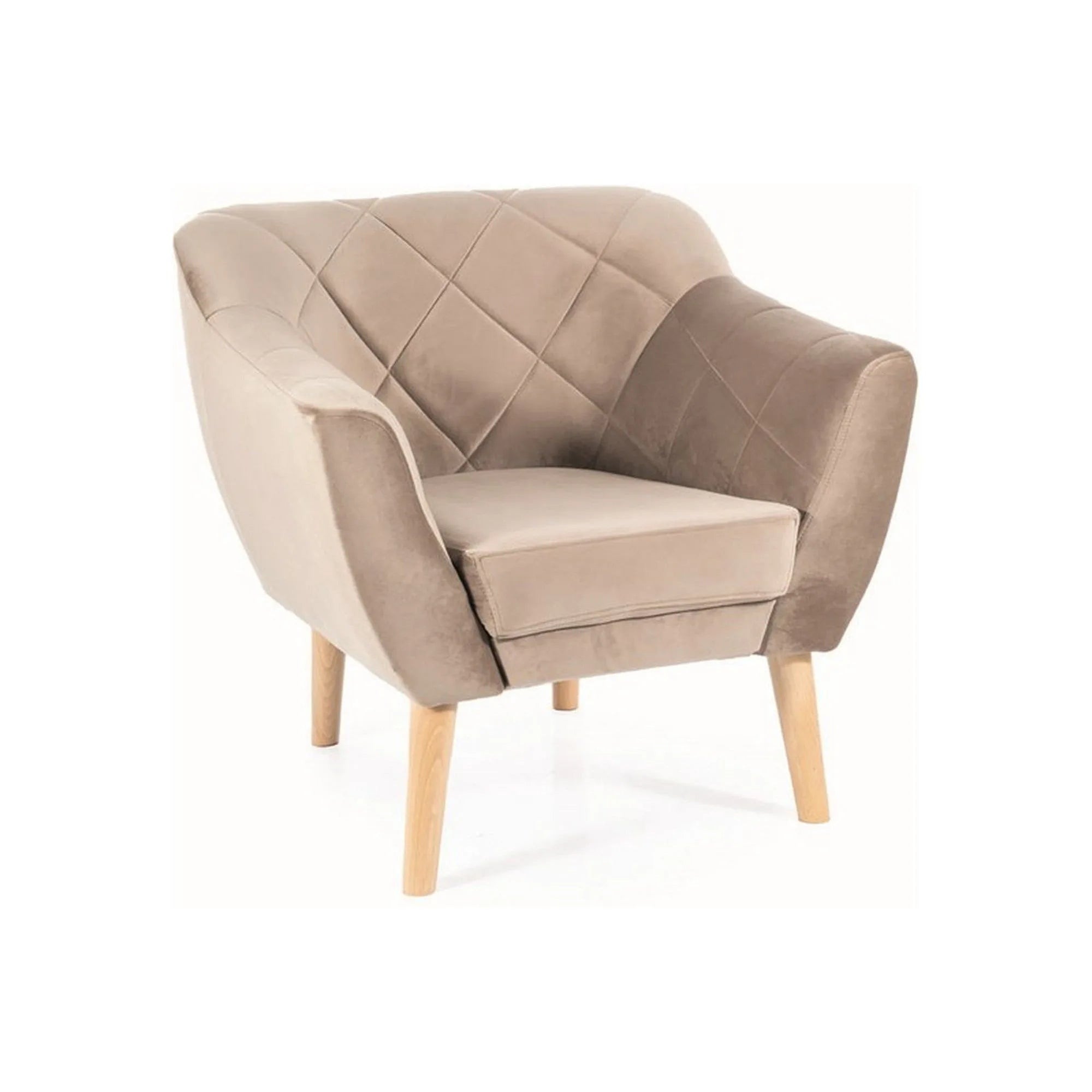 Fotoliu KARO, stofa catifelata bej - Bluvel 40/fag, 78x75x76 cm