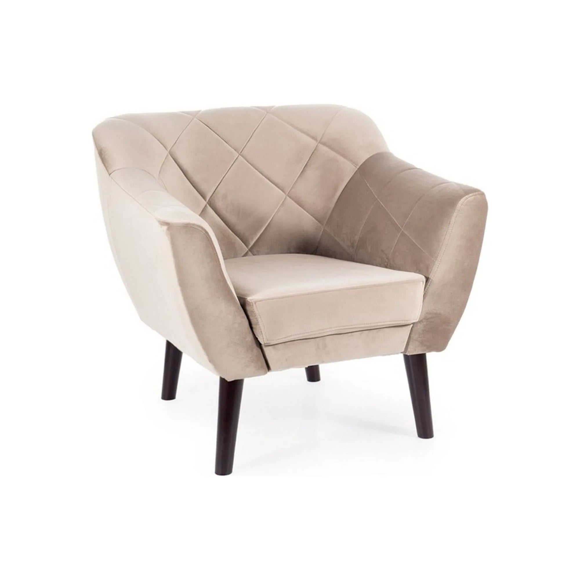 Fotoliu KARO, stofa catifelata bej - Bluvel 40/wenge, 78x75x76 cm