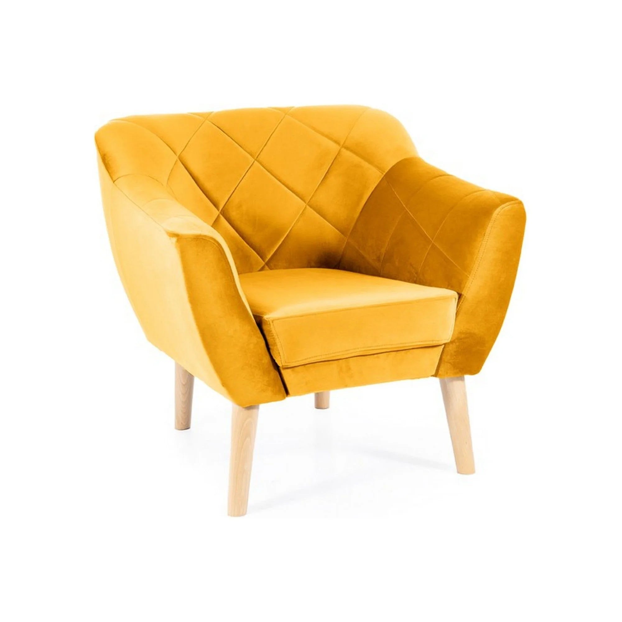 Fotoliu KARO, stofa catifelata galben - Bluvel 68/fag, 78x75x76 cm