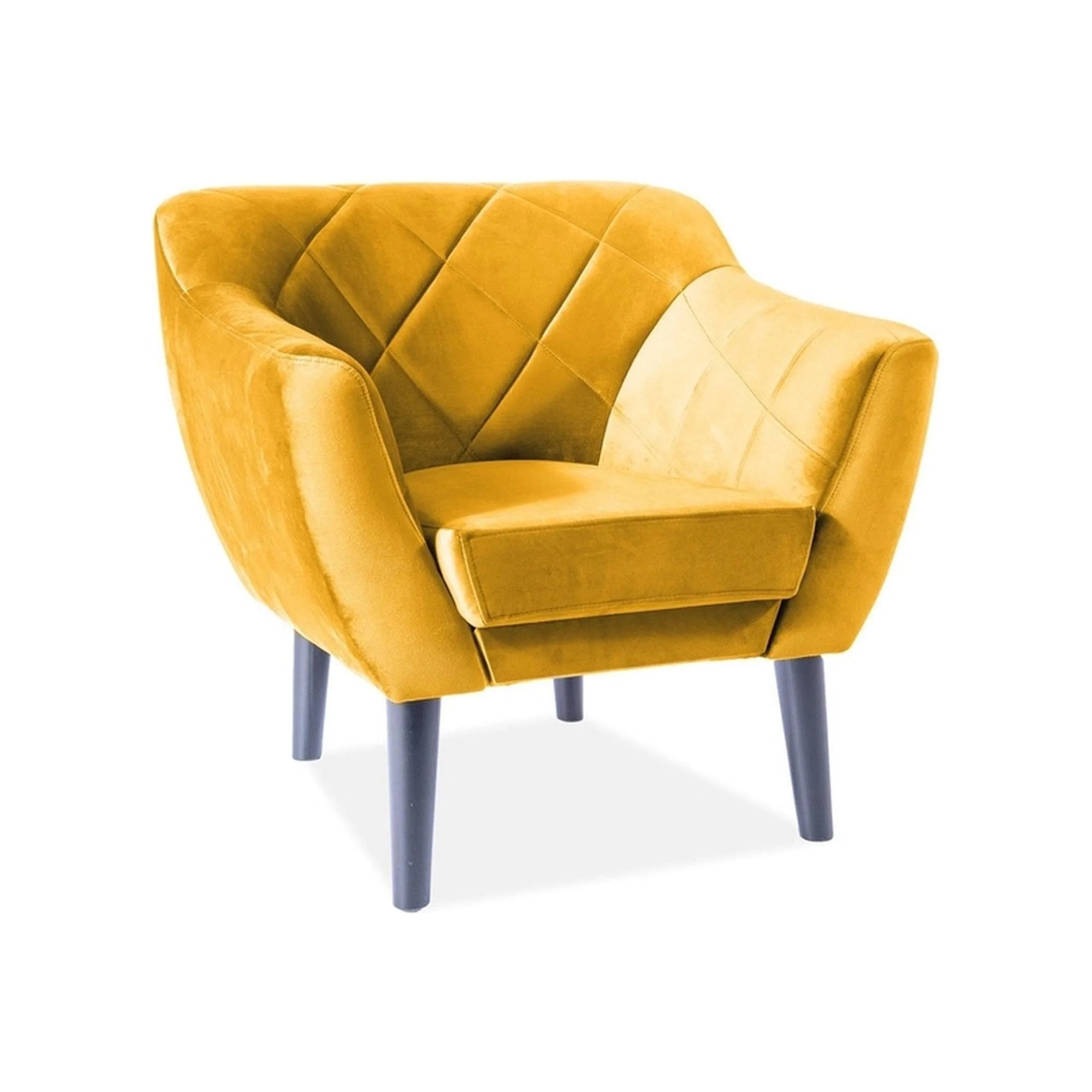 Fotoliu KARO, stofa catifelata galben - Bluvel 68/wenge, 78x75x76 cm