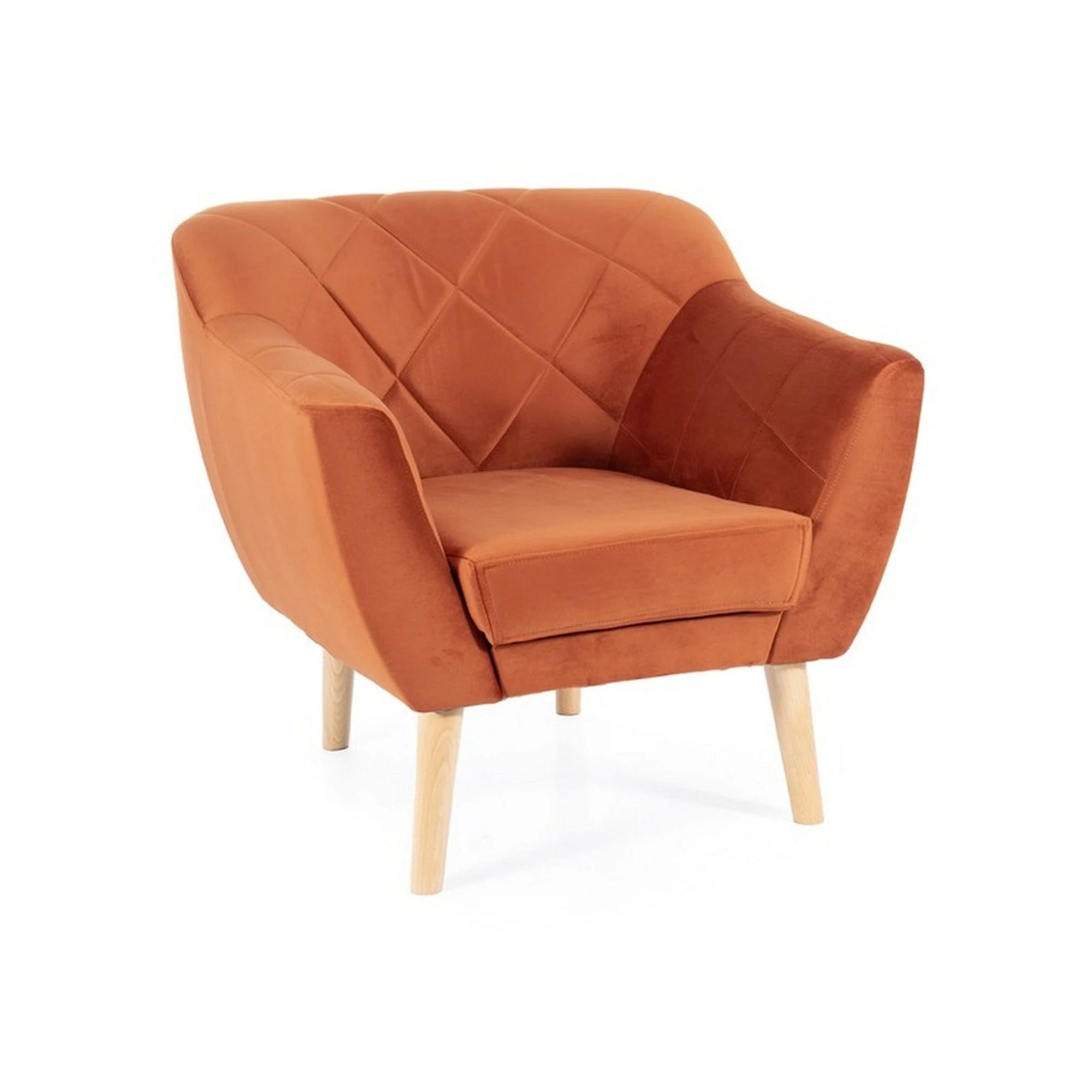 Fotoliu KARO, stofa catifelata scortisoara - Bluvel 4215, 78x75x76 cm