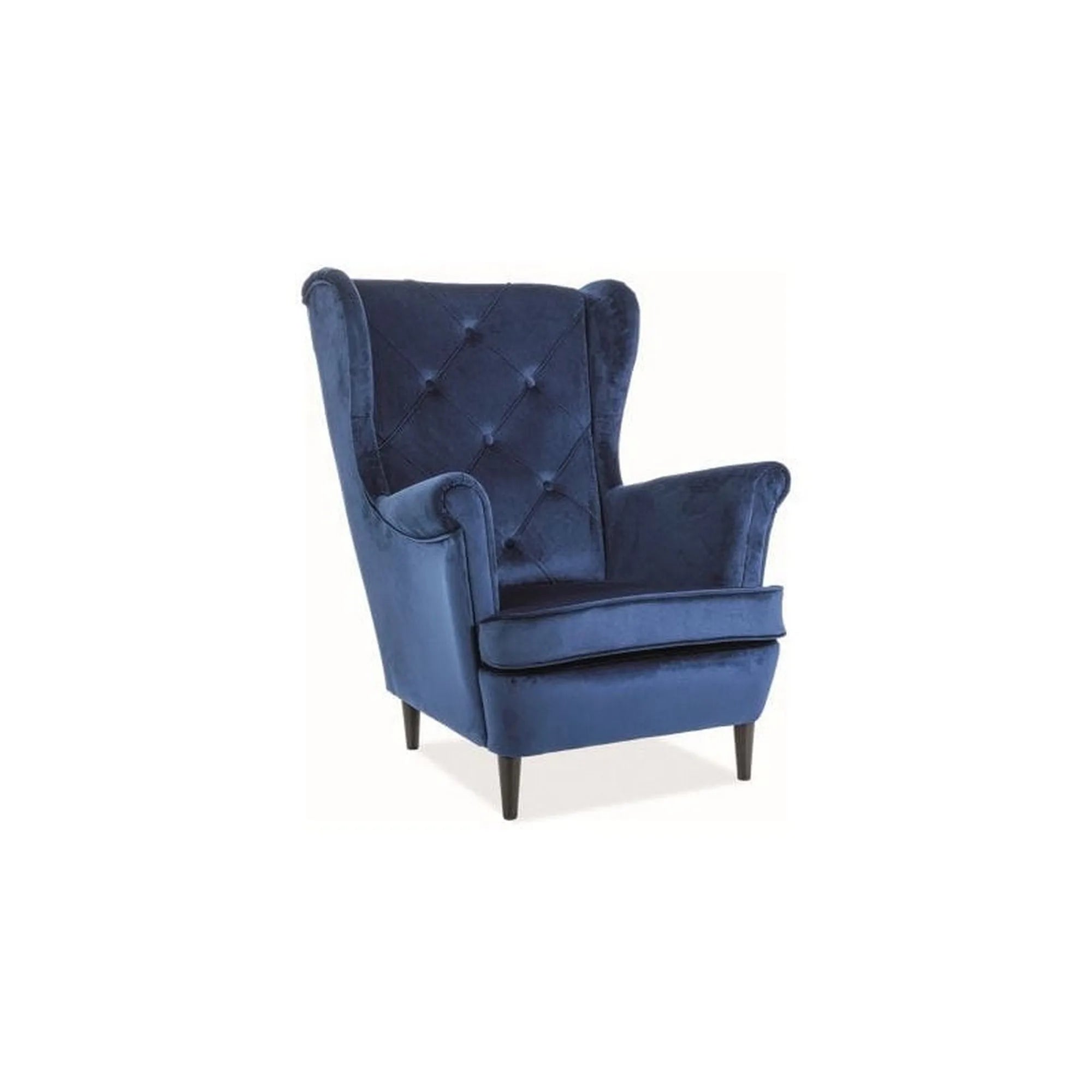 Fotoliu LADY, stofa catifelata albastra - Bluvel 86, 82x92x101 cm