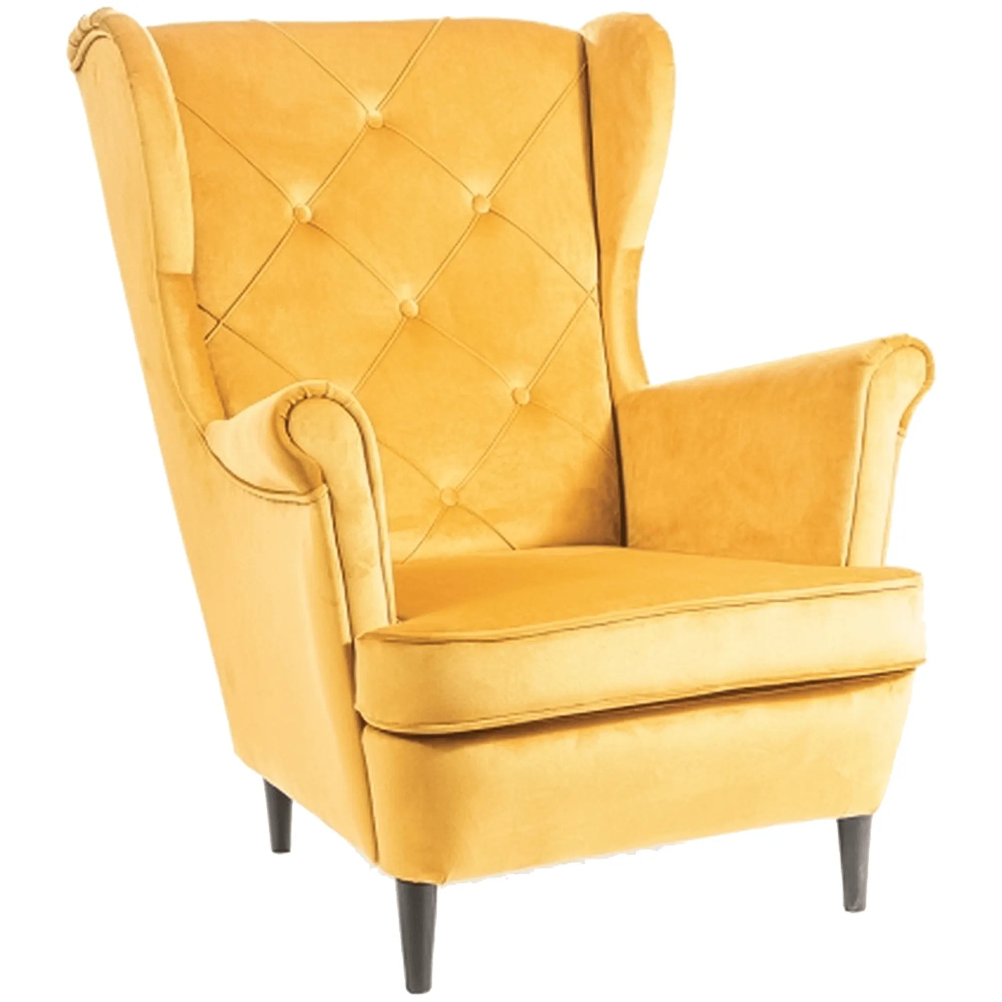 Fotoliu LADY, stofa catifelata galbena - Bluvel 68, 82x92x101 cm