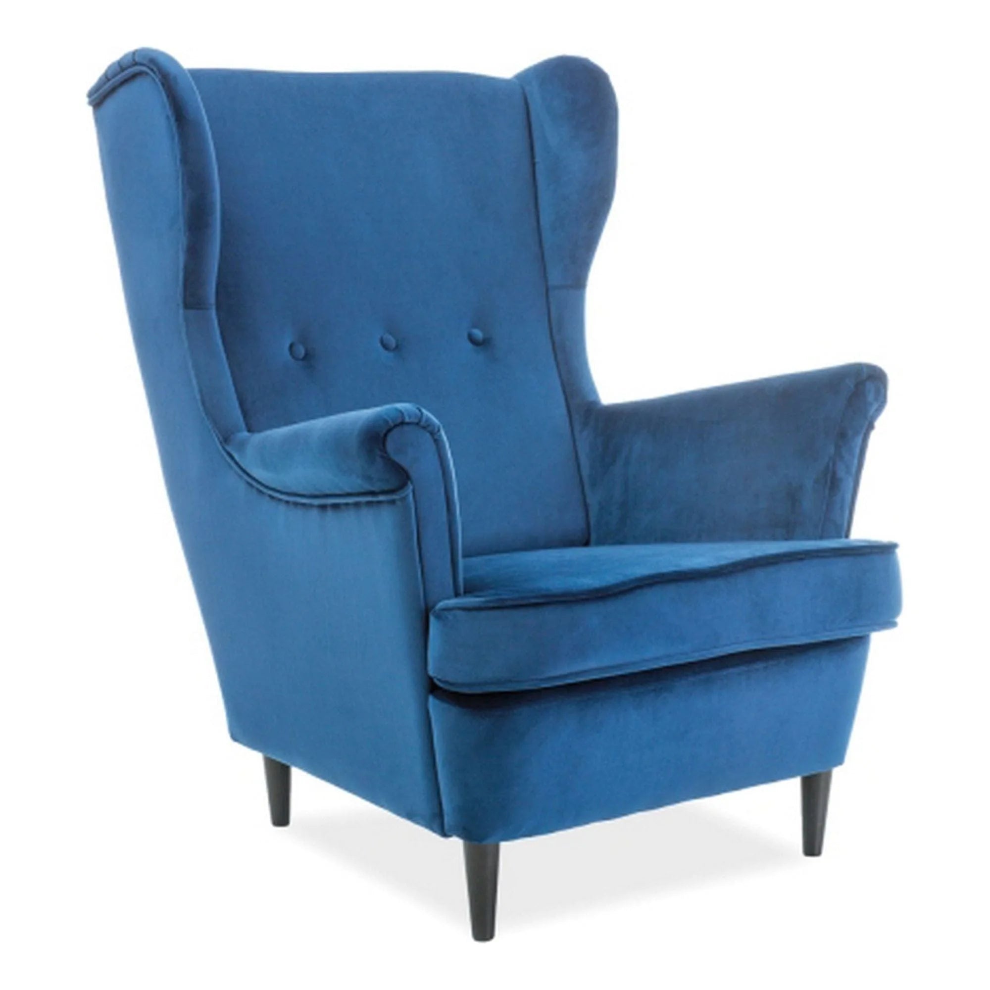 Fotoliu LORD, stofa catifelata albastru - Bluvel 86/wenge, 82x92x101 cm