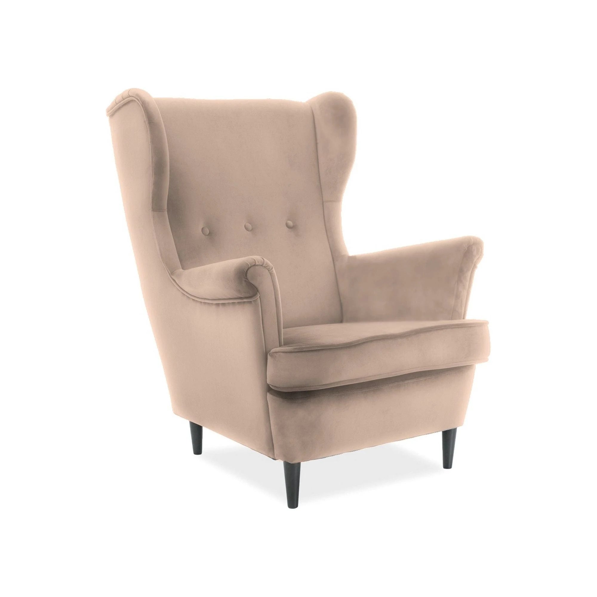 Fotoliu LORD, stofa catifelata bej - Bluvel 28/wenge, 82x92x101 cm