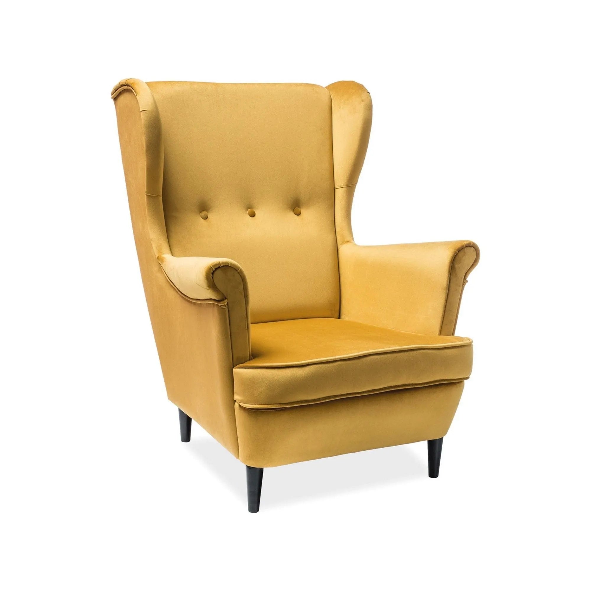 Fotoliu LORD, stofa catifelata galben - Bluvel 68/wenge, 82x92x101 cm