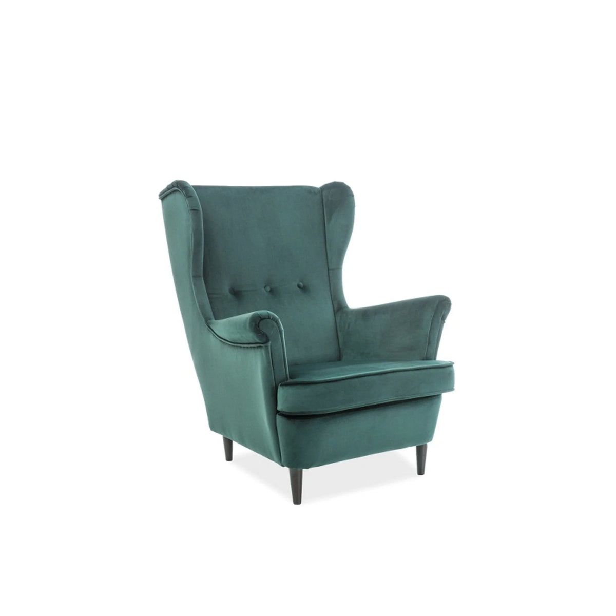Fotoliu LORD, stofa catifelata verde - Bluvel 78/wenge, 82x92x101 cm