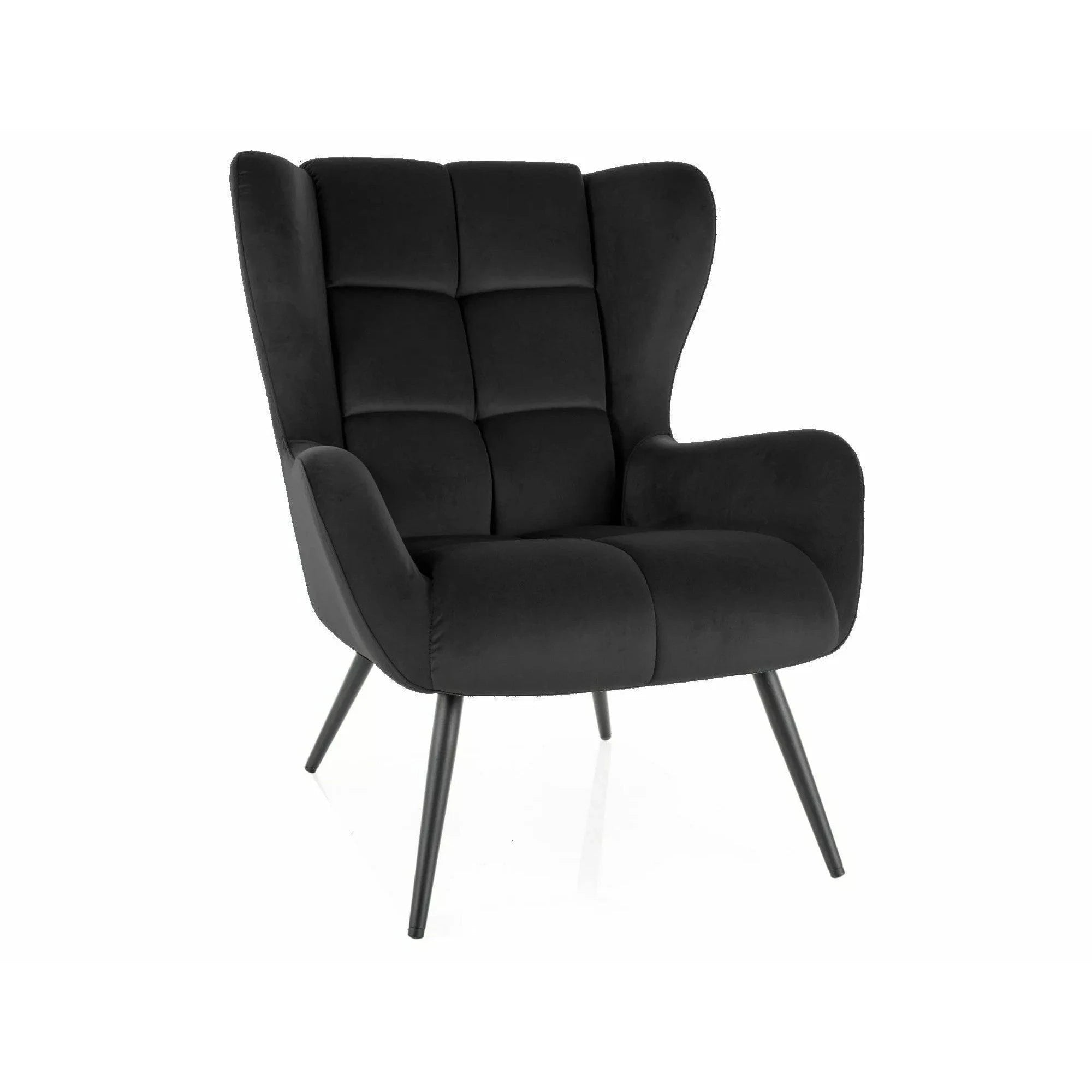 Fotoliu LOUIS, stofa catifelata negru - Bluvel 19, 75x87x91 cm