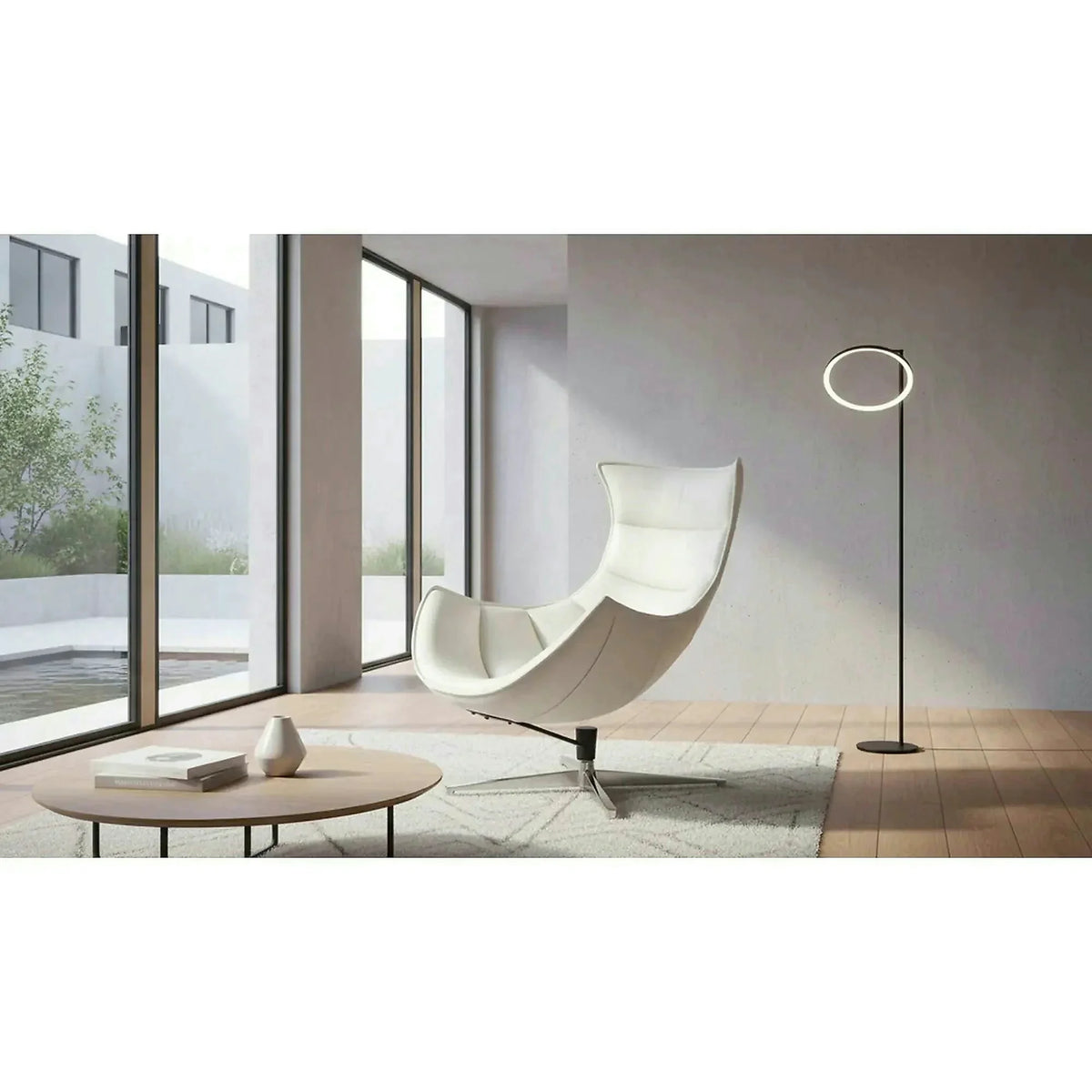 Fotoliu LUXOR, alb/crom, piele ecologica/otel inoxidabil, 86x84x96 cm